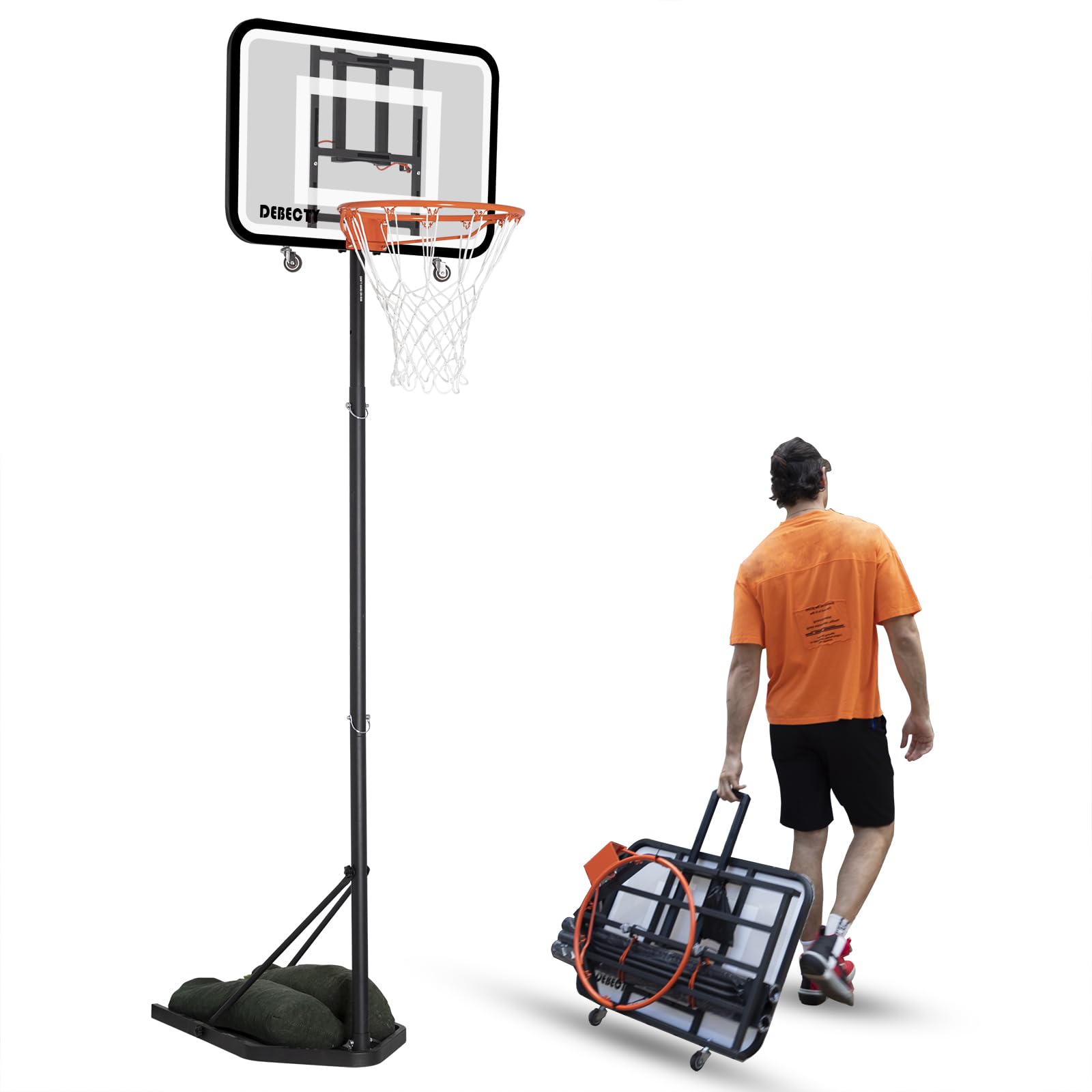 Adjustable Portable Basketball Hoop for Outdoor & Indoor Use - 6.9 to 8.7 Ft Height - Perfect for Youth Basketball Practice, Driveway Games, and Backyard Fun