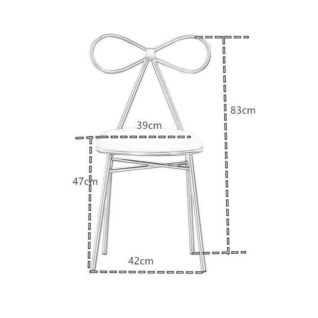JHSLXD Makeup Vanity Chair with Bow Tie Design - Iron Art Dining Chair for Bedroom, Restaurant & Lounge - Multipurpose Decorative Furniture in Gray - Perfect for Home, Salon, and Office Use