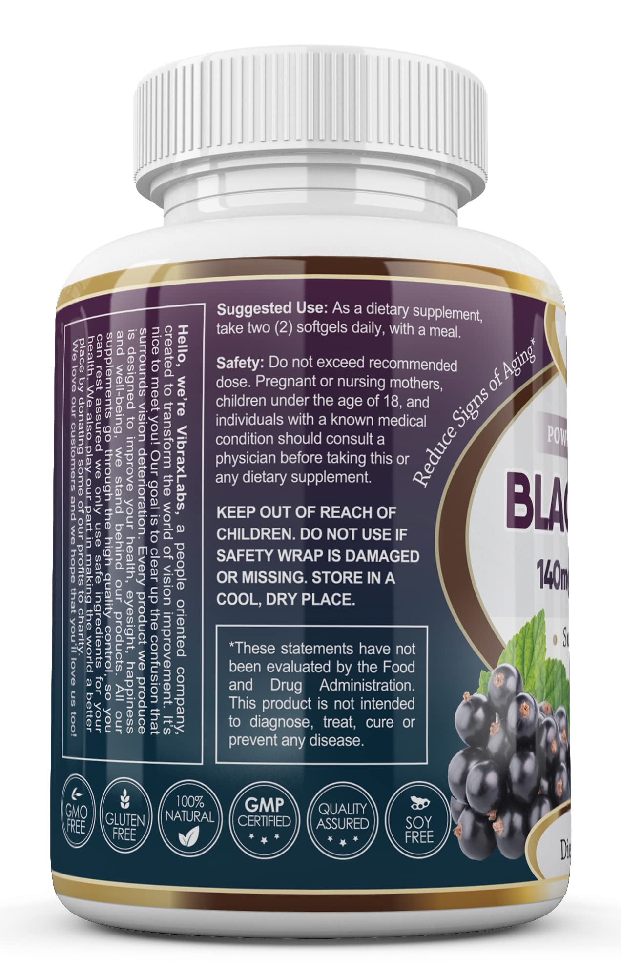 Hexane-Free Black Currant Seed Oil 1000mg Softgels - High GLA Formula for Anti-Aging & Antioxidant Support | Promotes Healthy Hair, Skin, Joints & Eyes | Premium Dietary Supplement for Daily Wellness & Beauty Routine