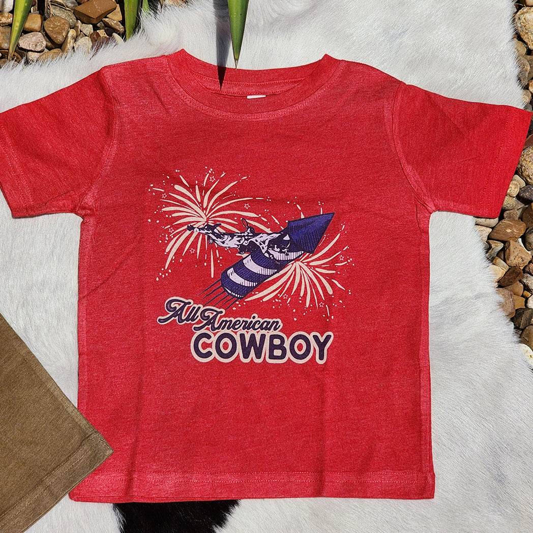 All American Cowboy T-Shirt - Vintage Western Style Cotton Tee for Men - Perfect for Rodeo, Country Music Festivals & Casual Wear