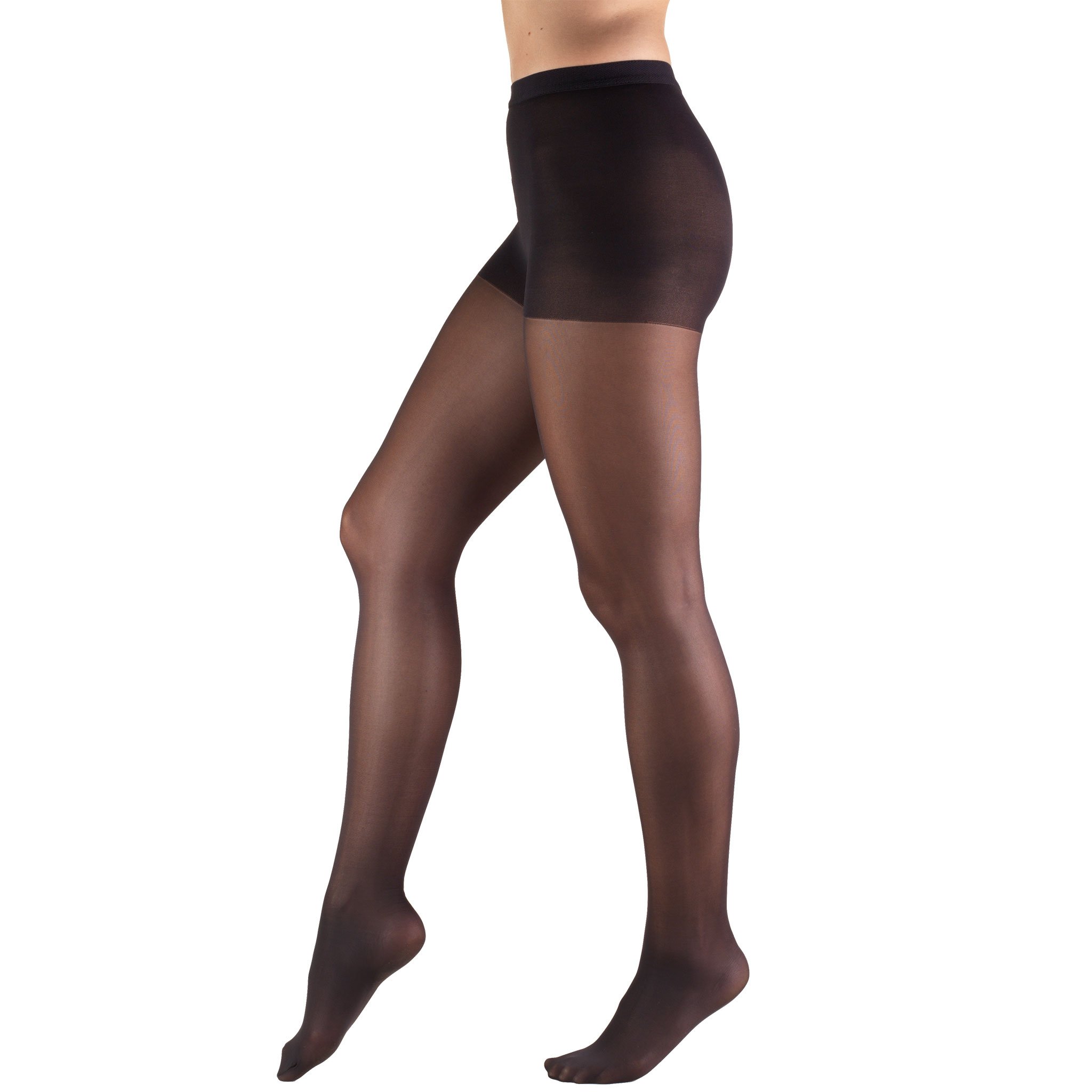 Truform Sheer Compression Pantyhose 8-15 mmHg - Women's Shaping Tights 20 Denier Black Petite - Perfect for Varicose Vein Relief & Everyday Comfort