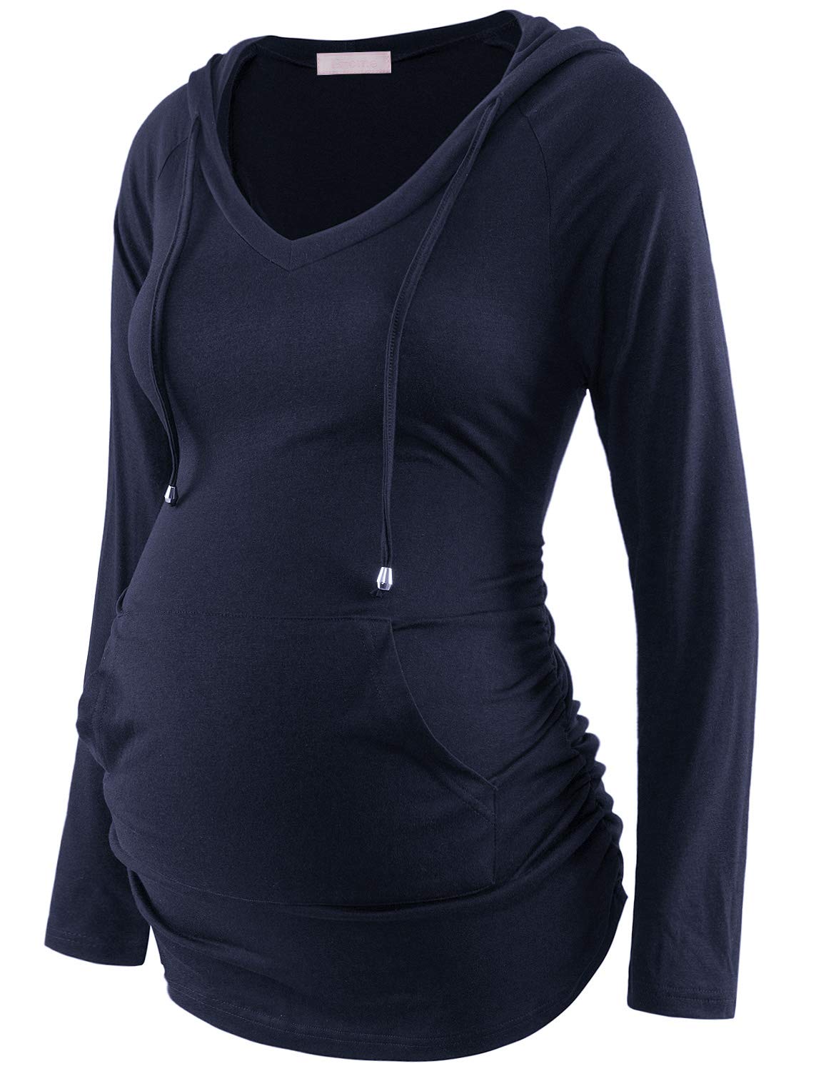 Comfortable Maternity Hoodie - Soft Long Sleeve V-Neck Pregnancy Sweatshirt & Tunic Top for Expecting Moms | Perfect for Casual Wear, Lounging at Home, and Prenatal Yoga