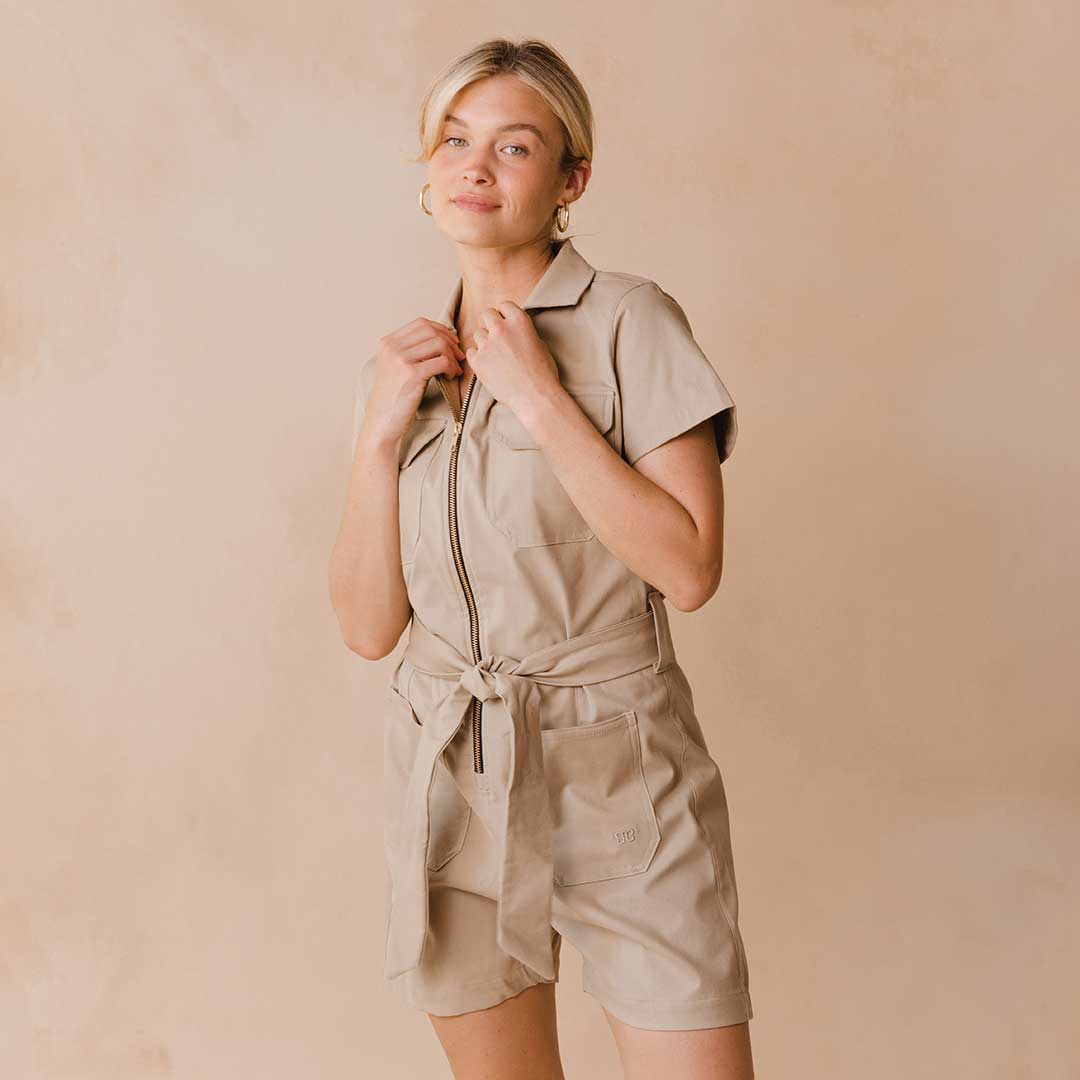 Stylish Brown Canvas City Romper - Comfortable Jumpsuit for Women | Perfect for Casual Outings, Travel & Summer Fashion
