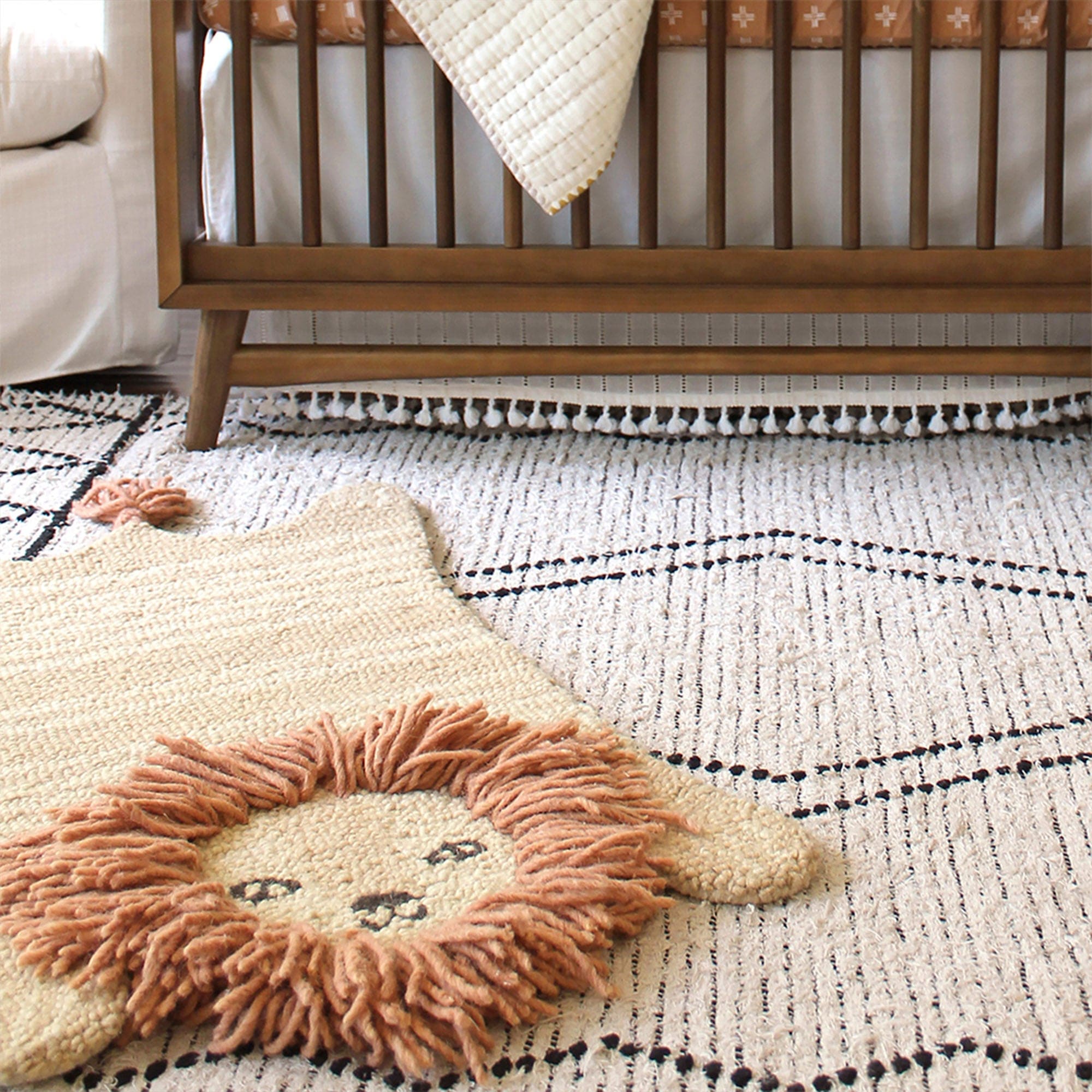 Soft and Plush Baby Lion Shape Rug - Non-Slip Nursery Floor Mat for Kids Room Decor, Playroom, and Toddler Safe Crawling Area