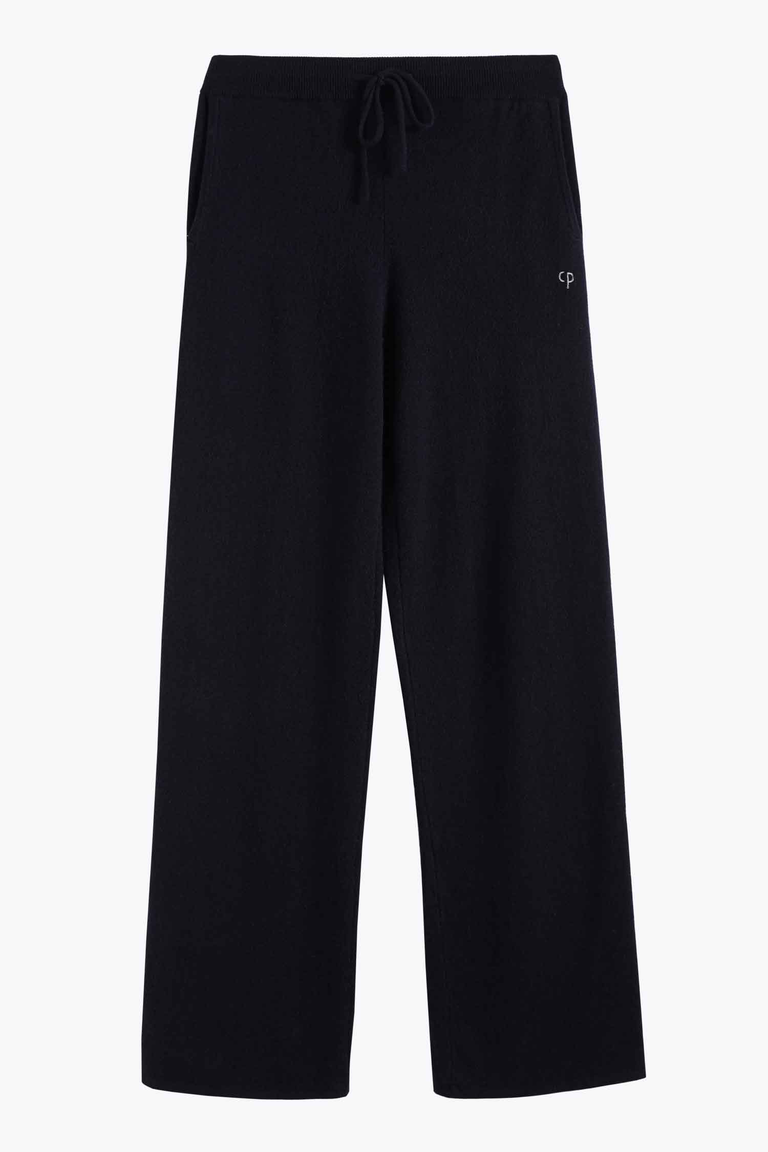 Luxury Navy Pure Cashmere Wide Leg Pants for Women - Soft High-Waisted Comfortable Lounge Pants - Perfect for Yoga, Travel & Winter Relaxation