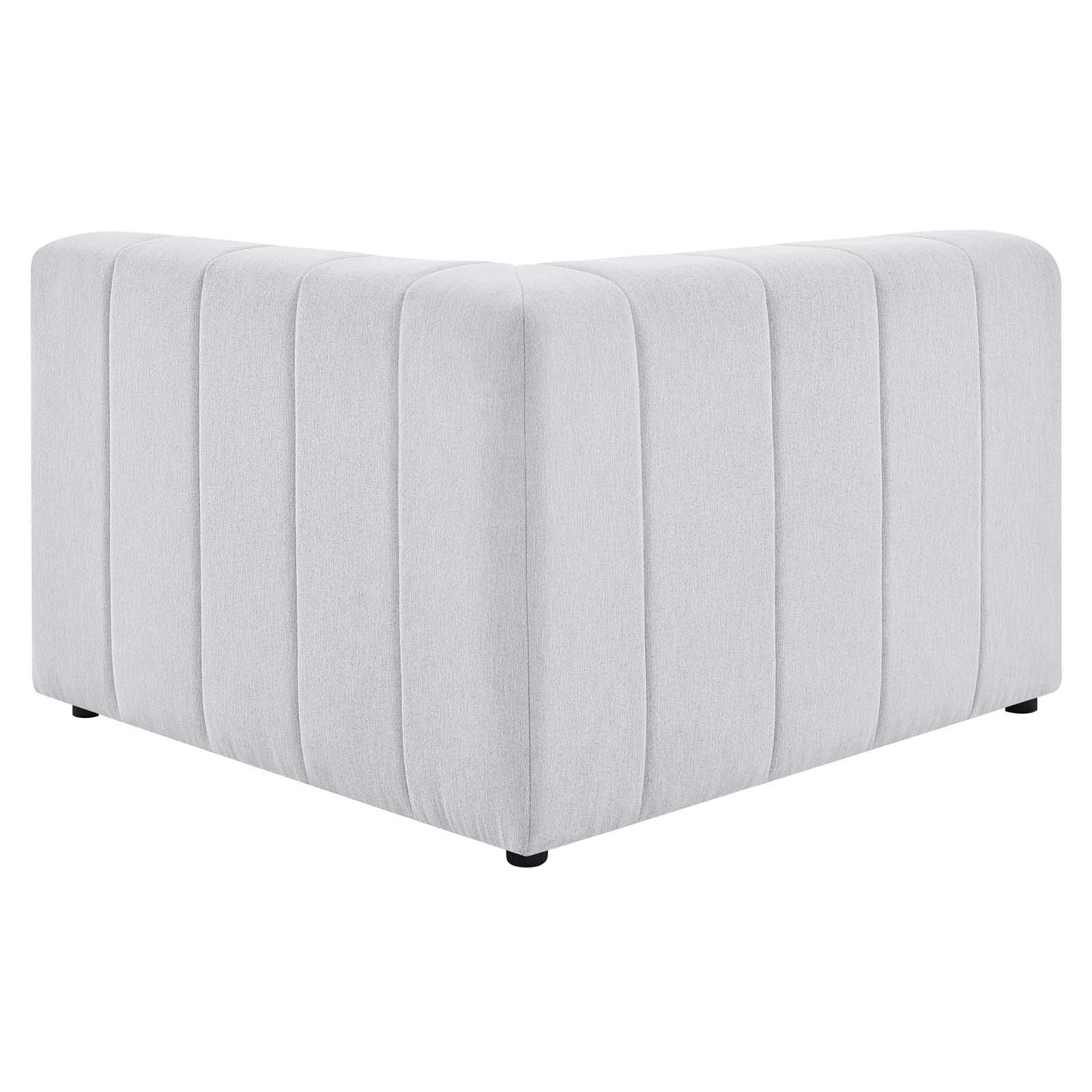 Modway Bartlett 6-Piece Upholstered Sectional Sofa with Chaise in Ivory - Modern Tufted Fabric Living Room Furniture for Family Gatherings & Home Theater