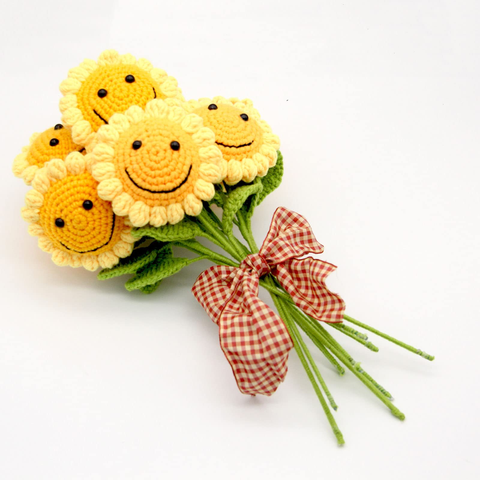 Hand-Knitted Sunflower Bouquet - Yellow Wool Everlasting Flowers for Home Decor & Wedding Gifts