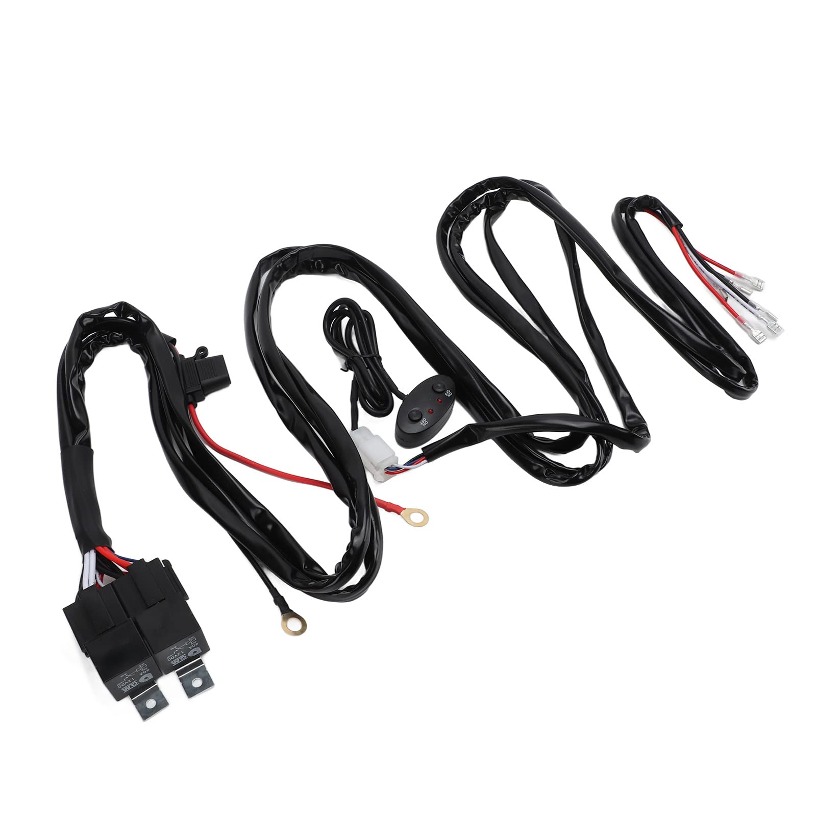Double Color Light Wire Harness - High/Low Beam Work Light Switch with 78.7in Pure Copper Waterproof Cable for Off-Road Motorcycles & Fog Lights | Perfect for Night Riding, Trail Adventures & Off-Road Lighting Upgrades