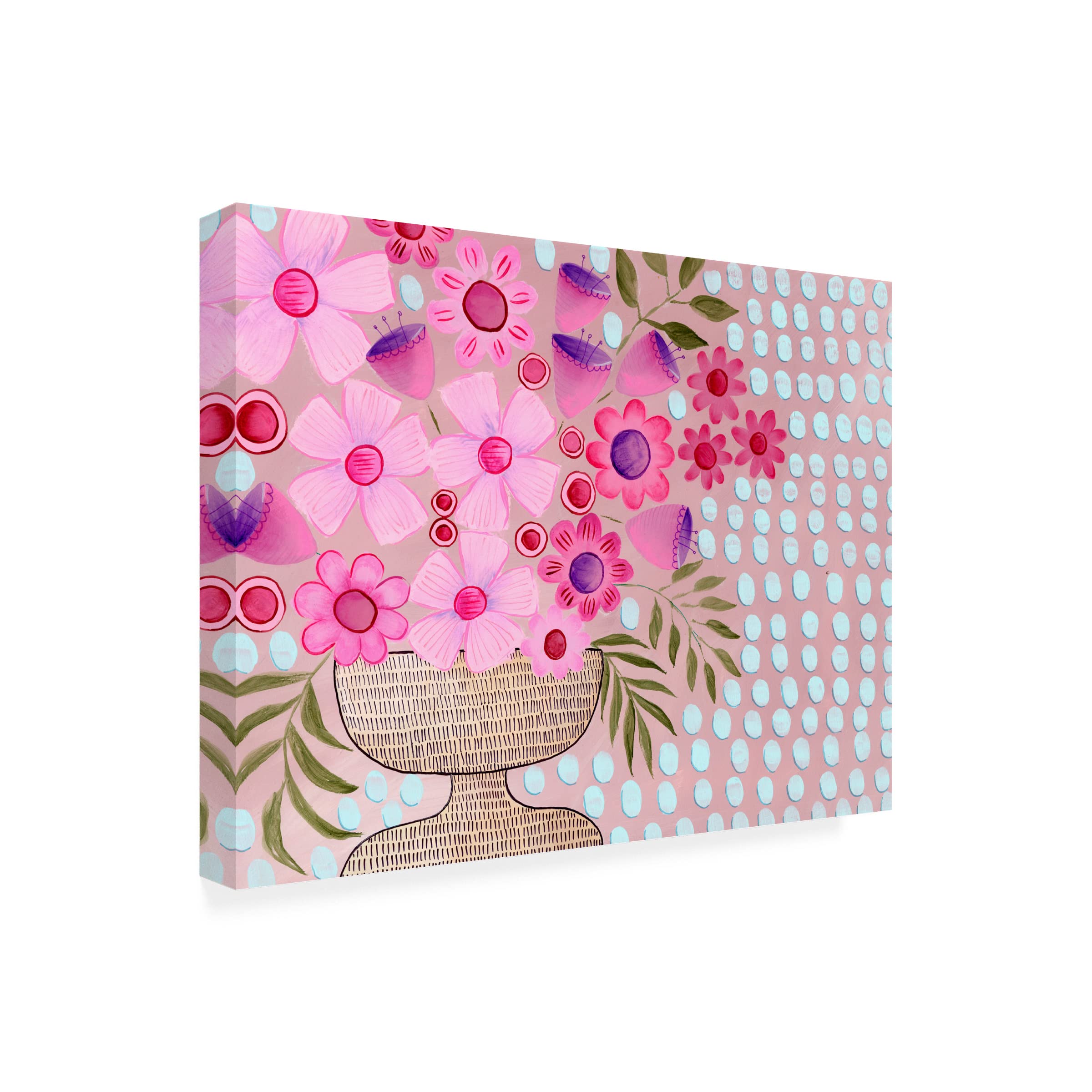 Cheeky Pink Floral I Canvas Wall Art by Regina Moore - Modern Botanical Painting for Living Room, Bedroom & Office Decor