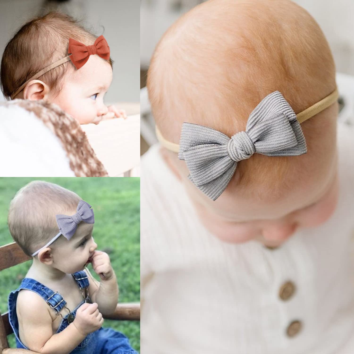 Cute Baby Girl Headbands & Hair Bows Set - Soft Nylon Elastic Hair Accessories for Newborn, Infant & Toddler - Perfect for Photos, Parties & Everyday Outfits