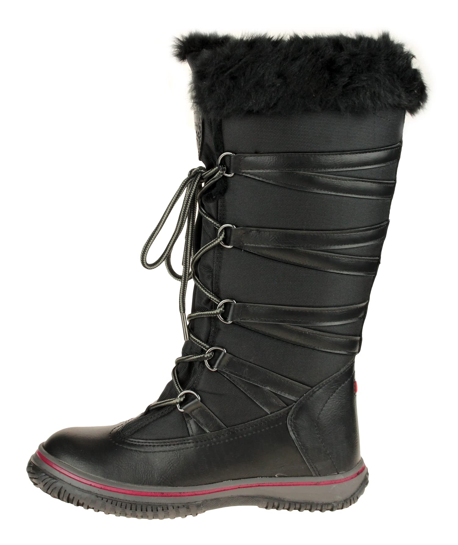 PAJAR Women's Waterproof Insulated Snow Boots - Winter Grip Star Tall Boots with Side Zipper & Laces for Hiking, Snowshoeing & Cold Weather Activities
