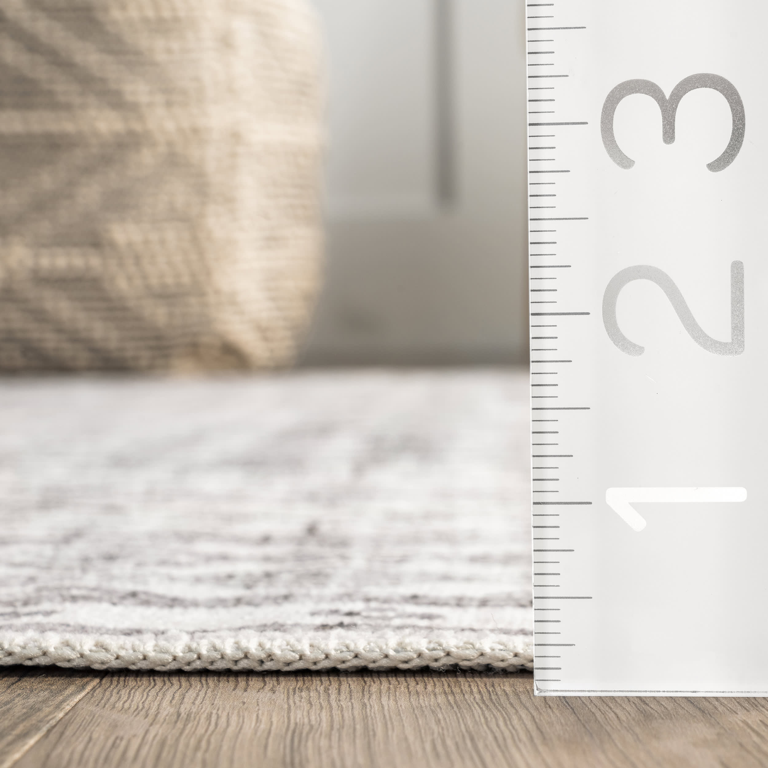 Kehlani Distressed Diamond Washable Rug - Light Grey Area Rug for Living Room, Bedroom & Home Decor | Soft & Durable Machine Washable Carpet