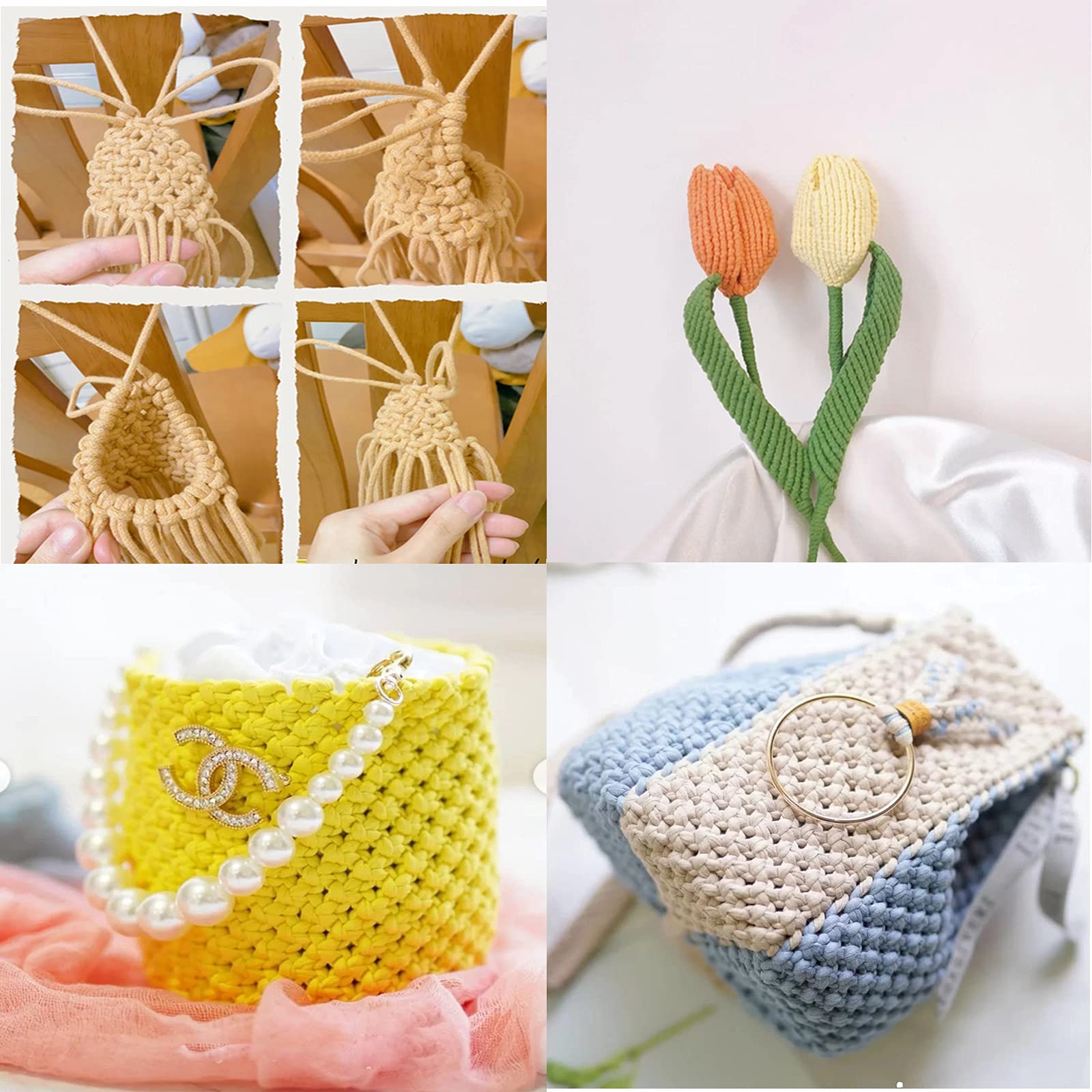 4 Ply Twisted Macrame Cotton Cord - Natural DIY Macrame Yarn for Plant Hangers, Wall Hangings & Home Decor (3mm x 109 Yards, Golden Yellow) - Perfect for Boho Crafts, Jewelry Making & Gift Wrapping
