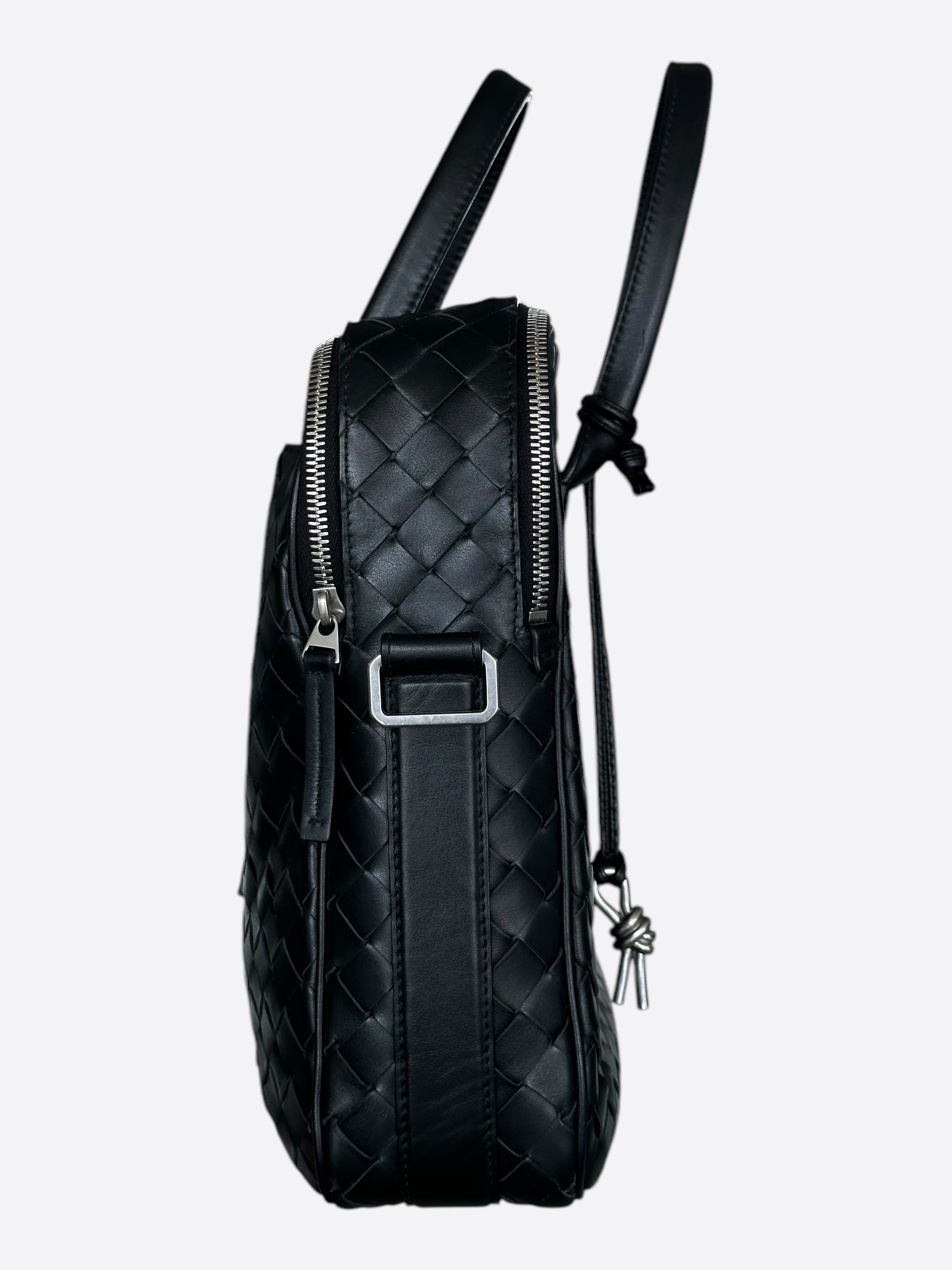 Bottega Veneta Black Large Getaway Briefcase - Premium Leather Business Bag for Men & Women - Perfect for Office, Travel & Work Commute