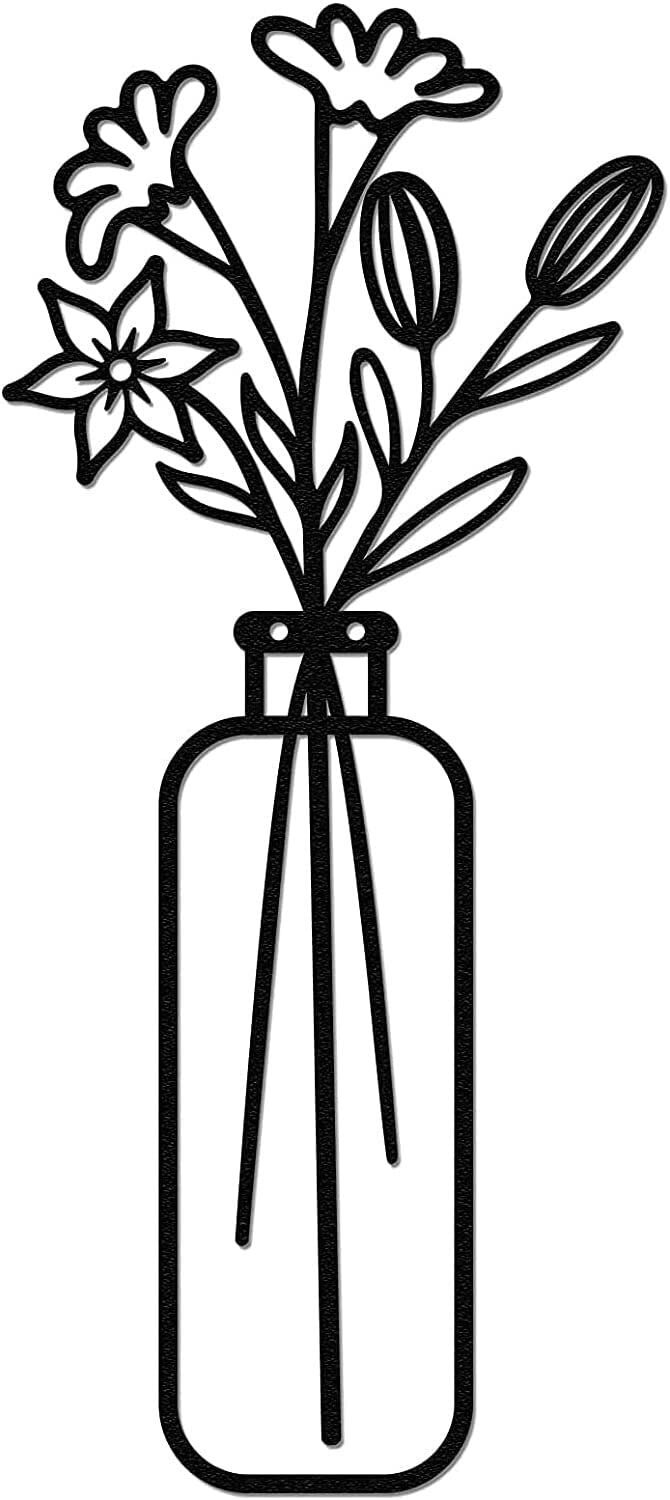 Metal Wall Art Sculpture - Certified Safe Decorative Vase with Flower Design for Living Room, Kitchen, Bedroom & Bathroom - Elegant Home Decor Gift for Housewarming & Wall Decor Lovers