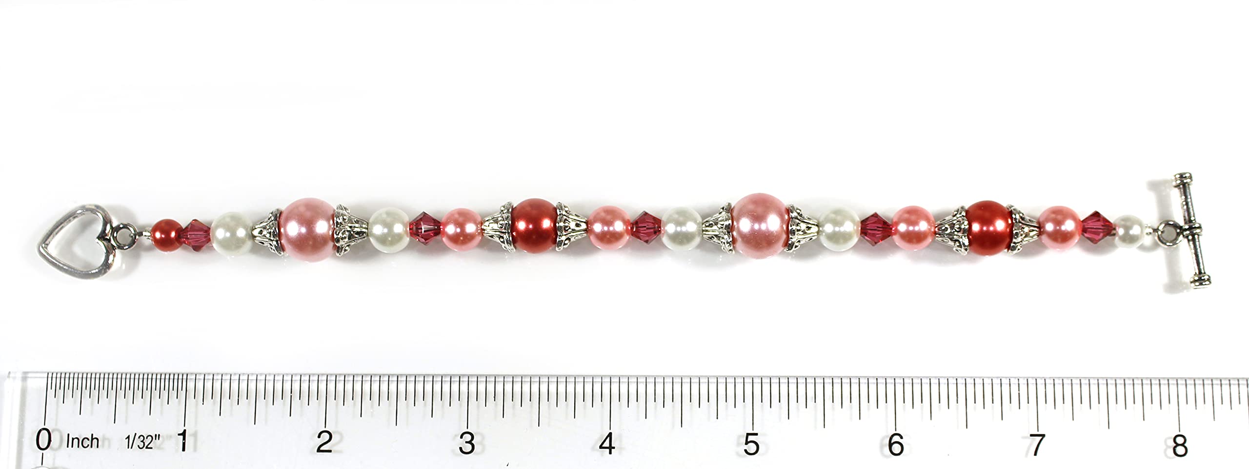 Elegant Pink Simulated Pearl Bracelet with Crystals for Parties