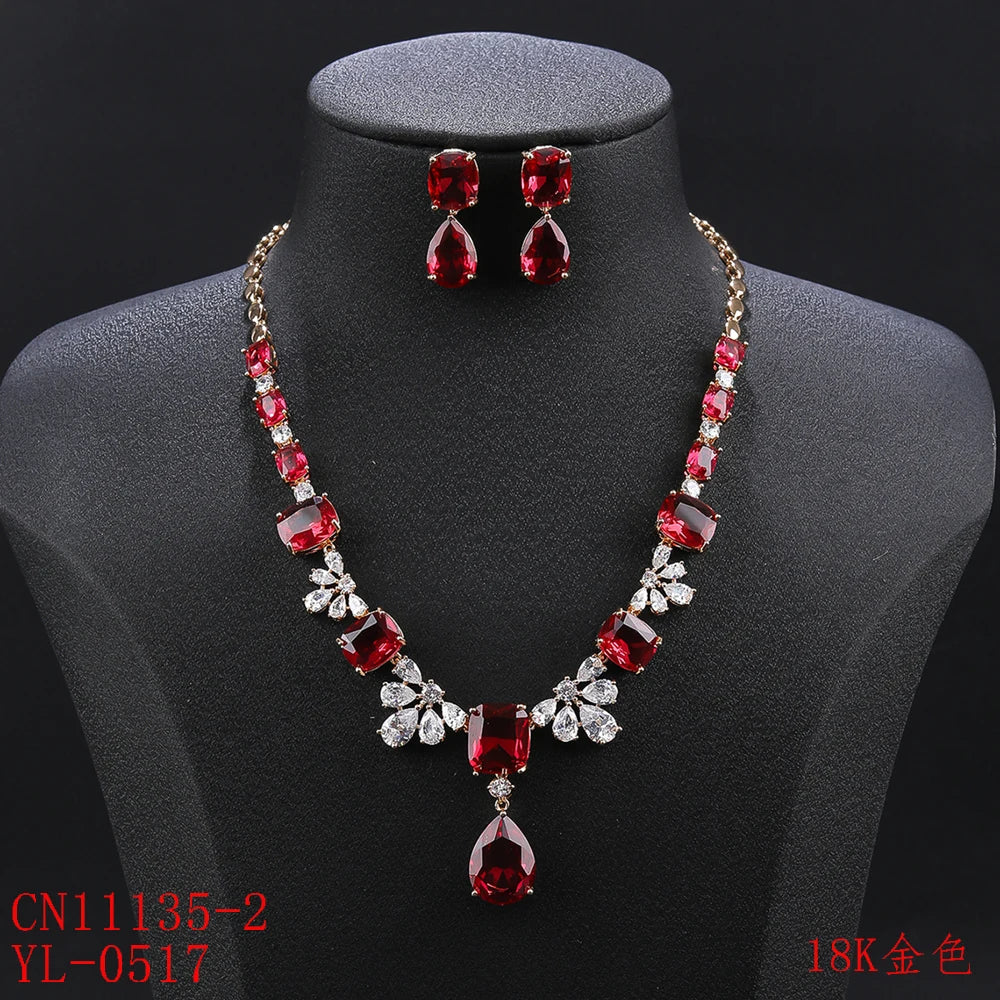 High-Quality Cubic Zirconia Bridal Jewelry Set for Women - Flower Necklace & Earrings Wedding Accessories | Elegant Wedding, Engagement & Special Occasion Jewelry