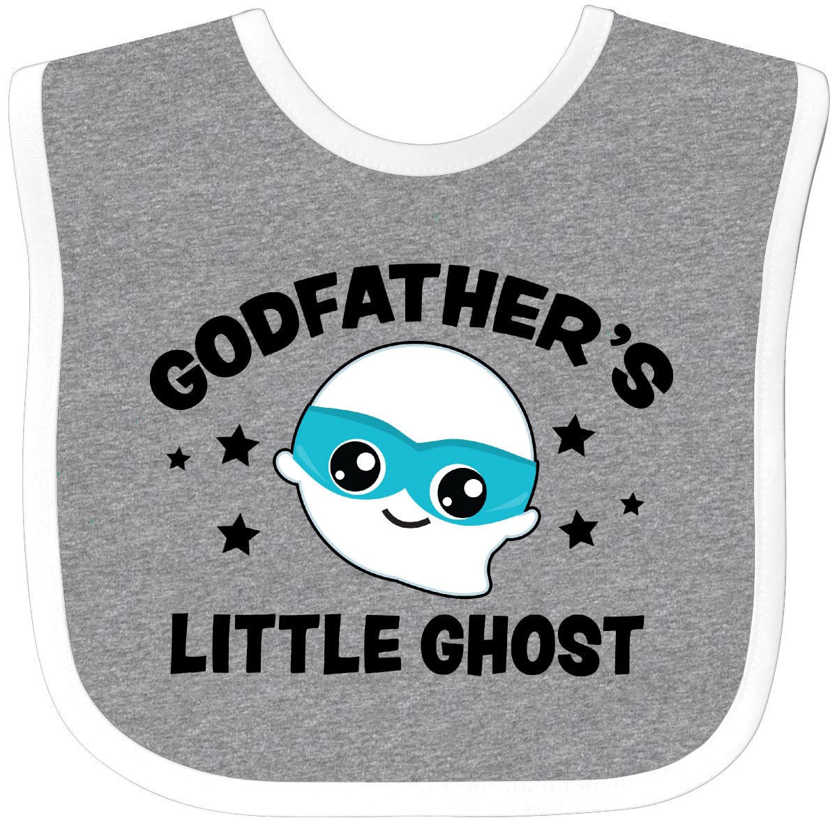 Inktastic Cute Godfather's Little Ghost with Stars Baby Bib - Soft Cotton Drool Bib for Infants & Toddlers - Perfect for Feeding, Teething, and Everyday Use