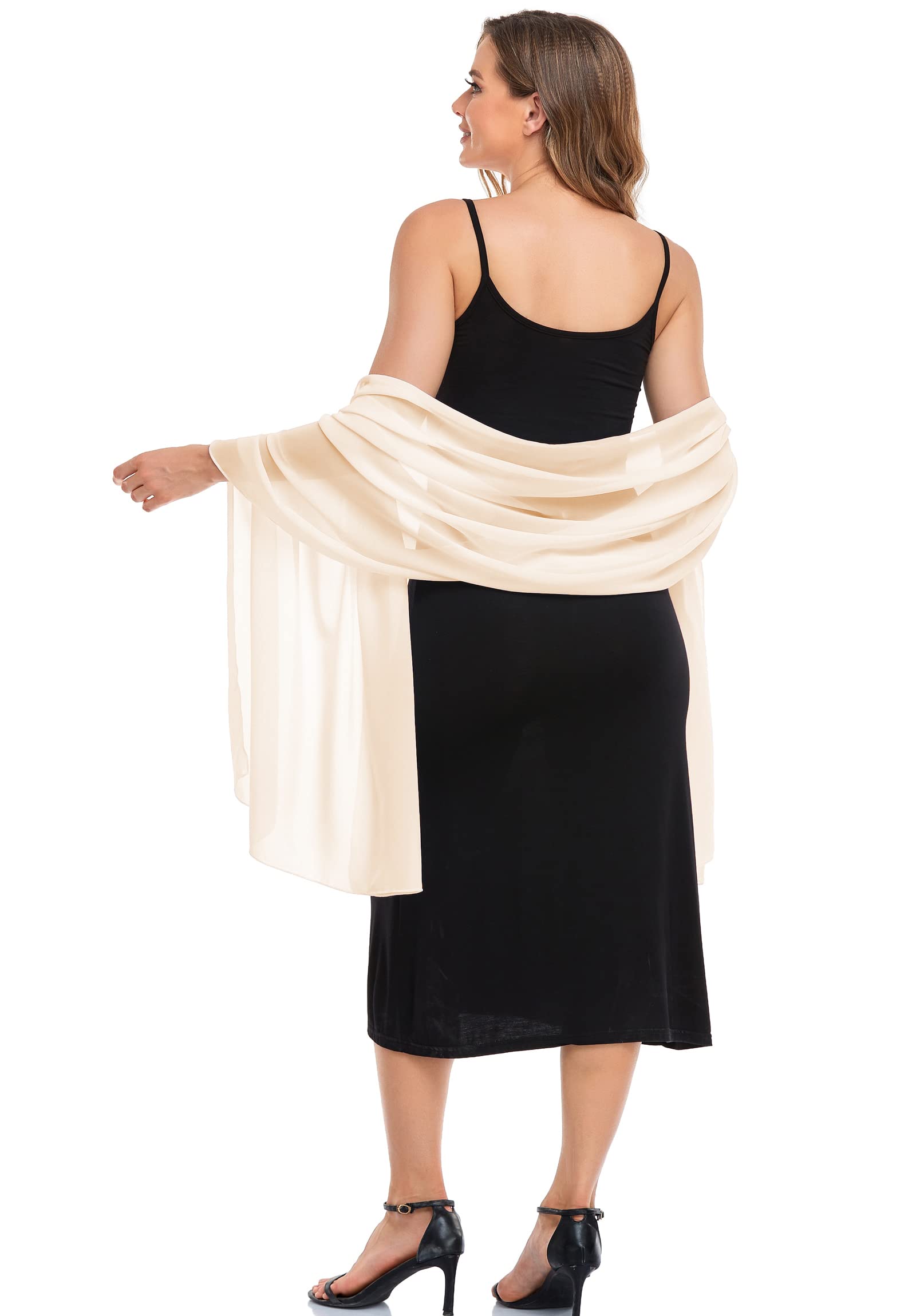 Elegant Sheer Chiffon Shawl Wrap for Women - Soft Silky Bridal Scarf for Wedding, Evening Dresses & Special Occasions