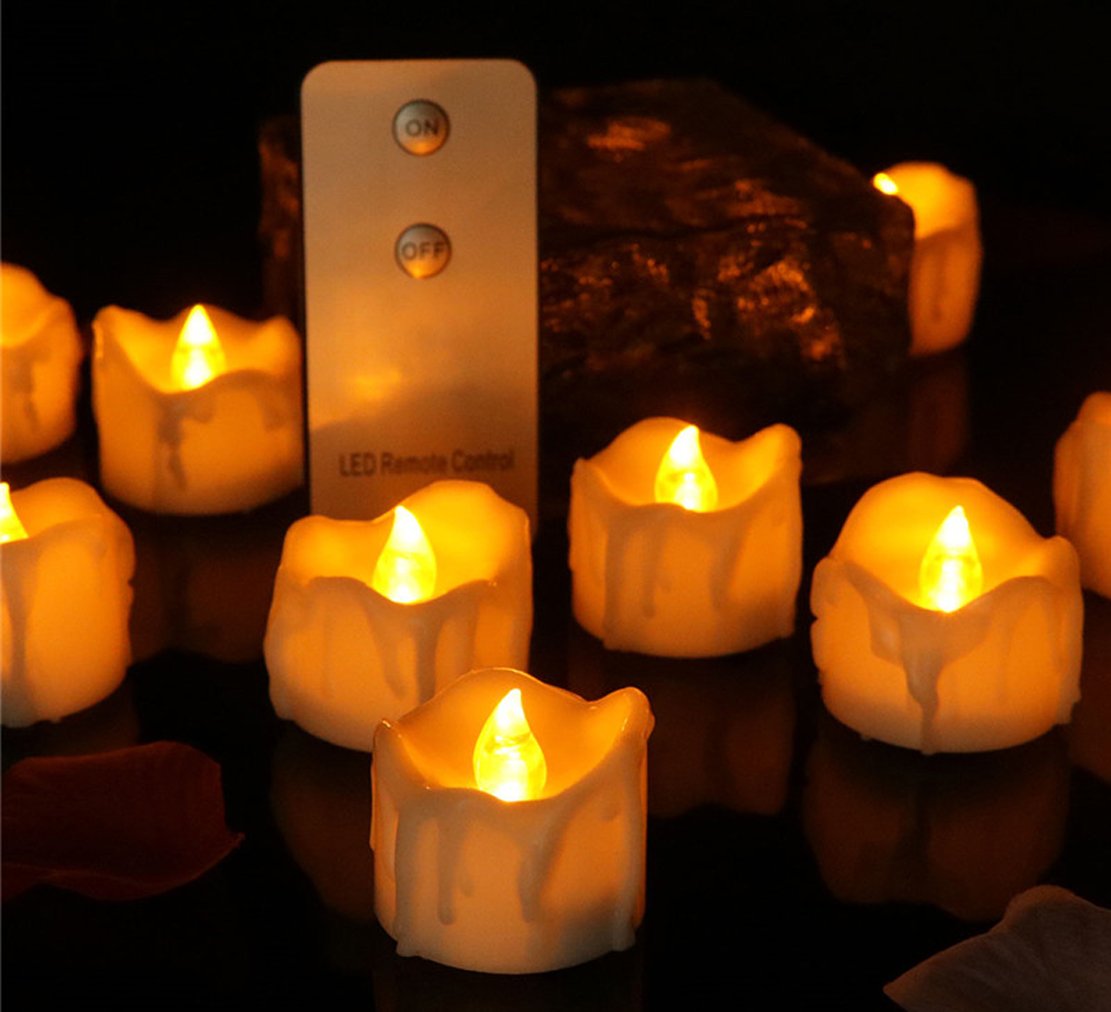 120PCS Amber Yellow Flameless LED Tea Lights with Remote - Long Lasting Battery Operated Candles for Wedding, Church, Halloween, Christmas Decorations - Romantic Flickering Votive Lights for Home, Party, Restaurant, and Event Center Decor