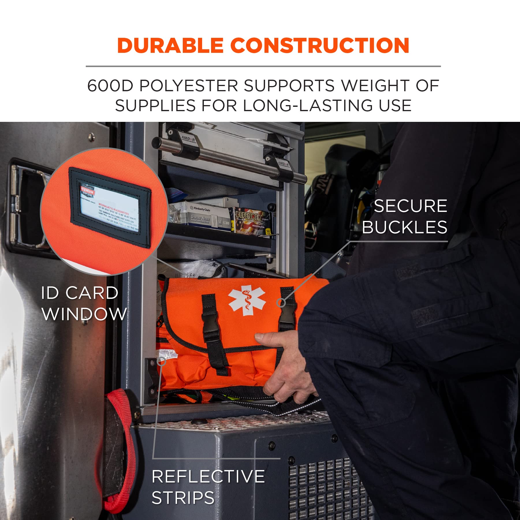 Ergodyne Arsenal 5210 Compact Trauma First Aid Kit with Class B Supplies - Orange Emergency Medical Bag for First Responders, Workplace Safety & Outdoor Adventures