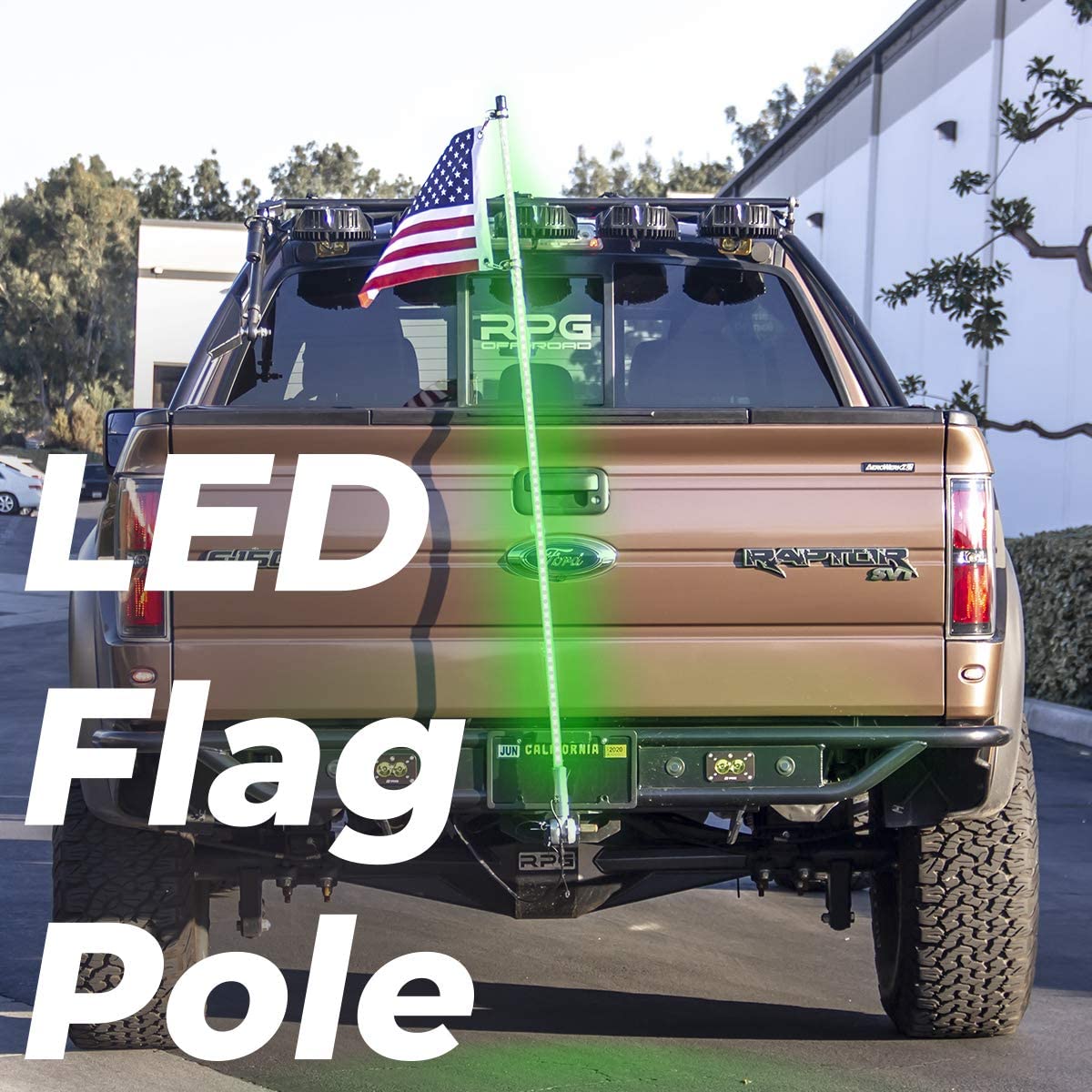 5' Foot Master Tailgaters Truck Flag Pole with Hitch Mount - Waterproof, Remote Control, 22 LED Light Functions for Tailgating, Camping & Outdoor Events