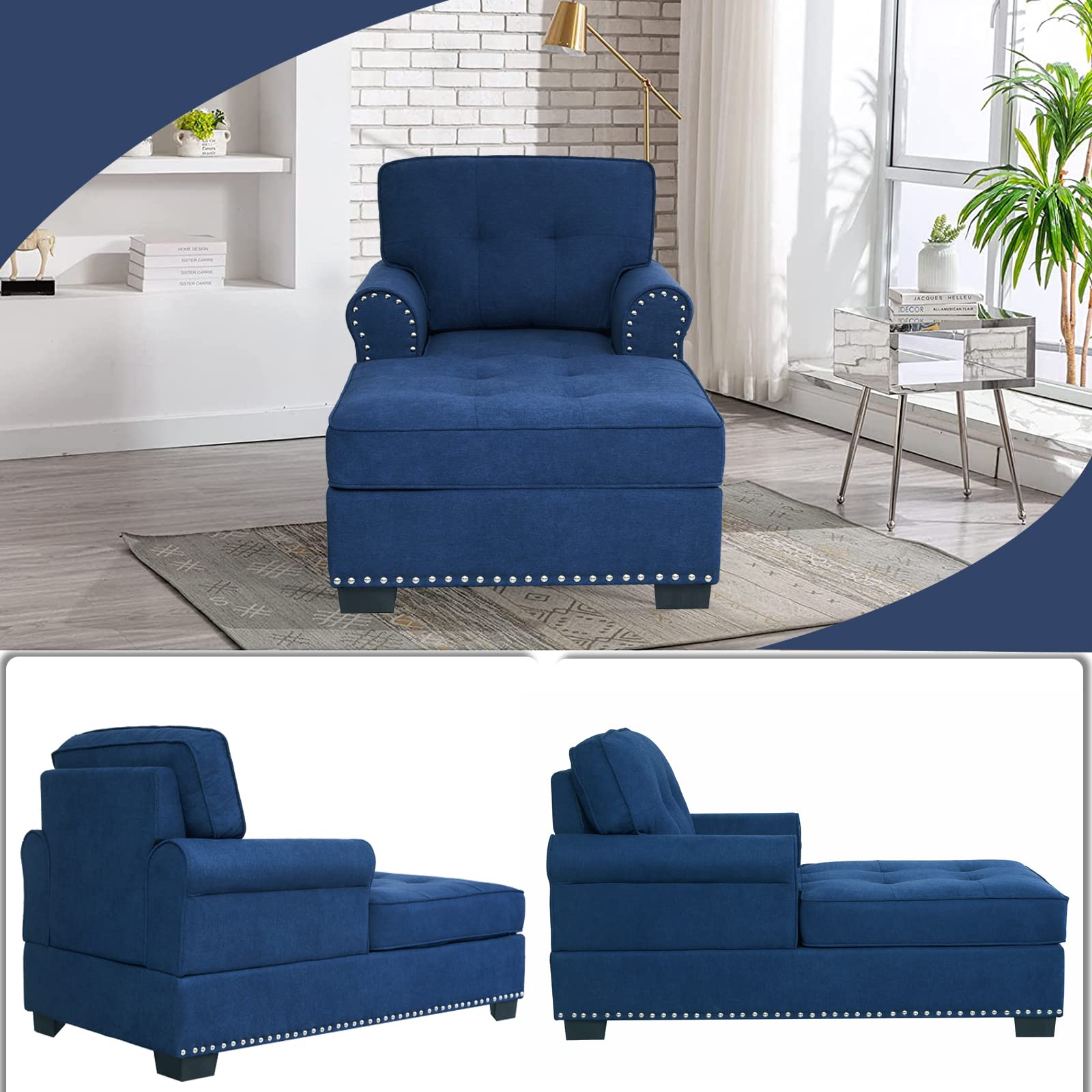 Velvet Chaise Lounge Sleeper Sofa Bed - 59