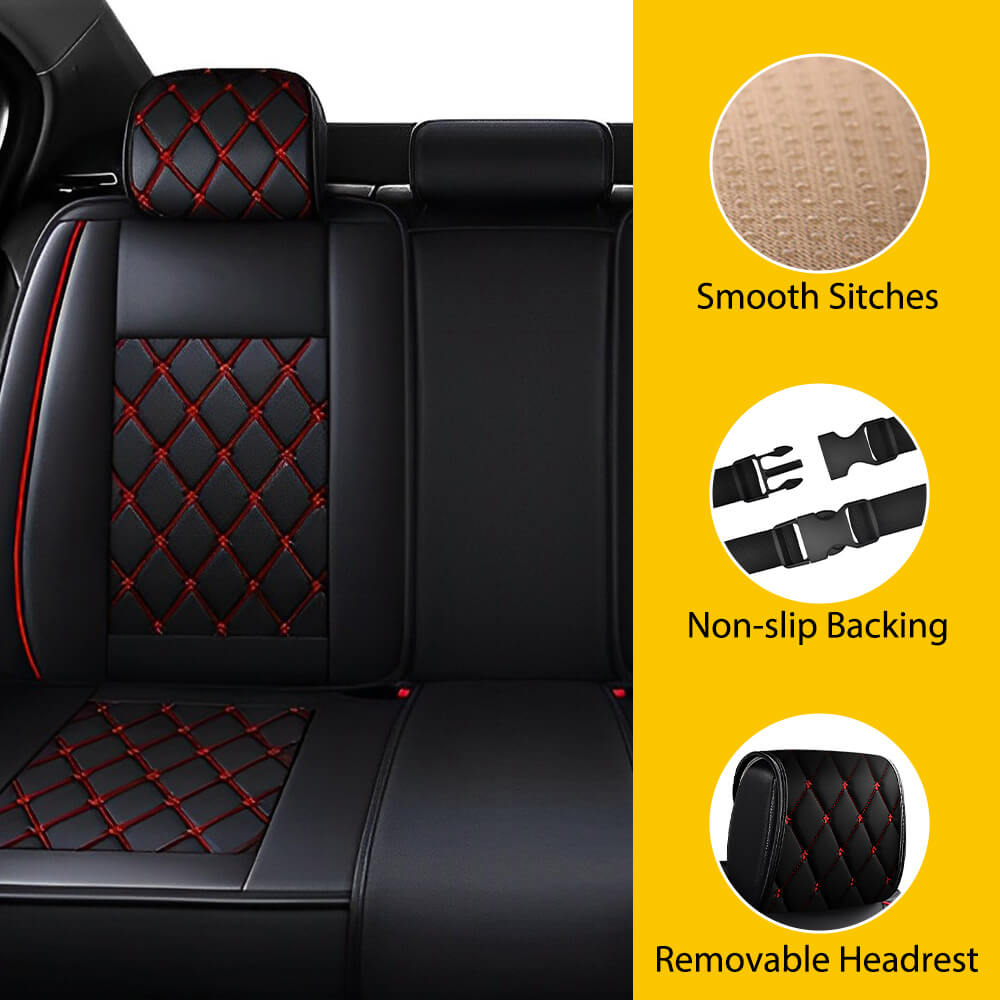 Premium Full Set Leather Car Seat Cover (5-Piece) for 2007-2022 Chevy Silverado & GMC Sierra 1500/2500HD/3500HD - Durable Protection & Luxury Upgrade for Trucks, SUVs, and Off-Road Vehicles