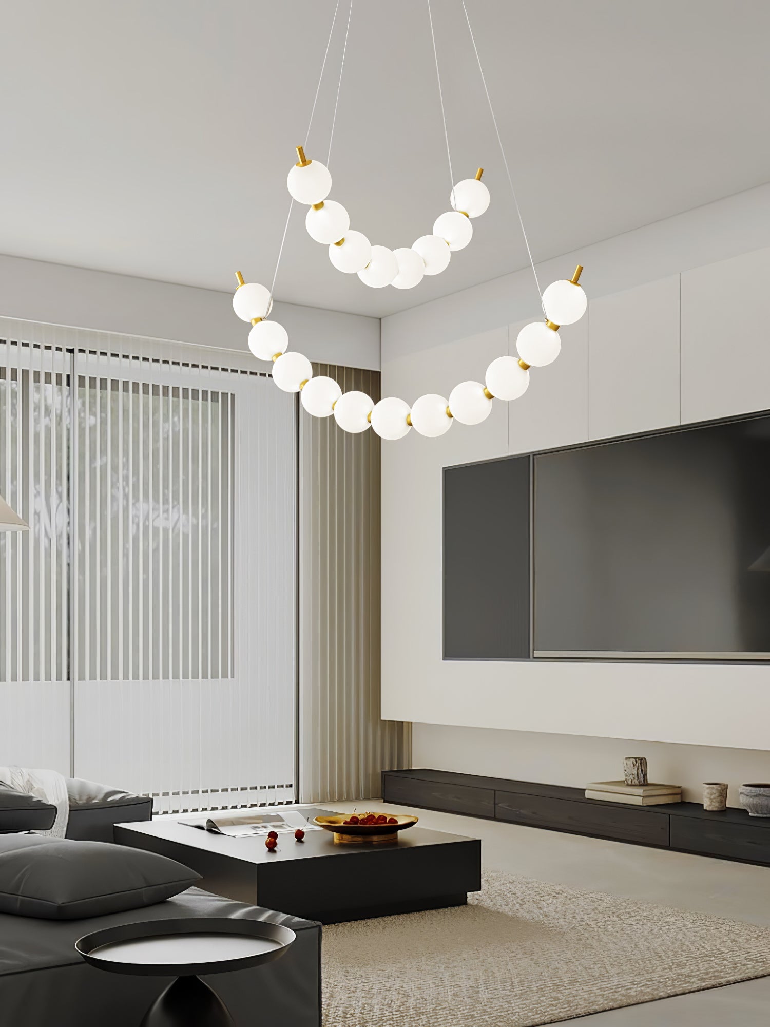Elegant Acrylic Pearl Chandelier - Modern Crystal Ceiling Light Fixture for Dining Room, Bedroom & Living Room Decor