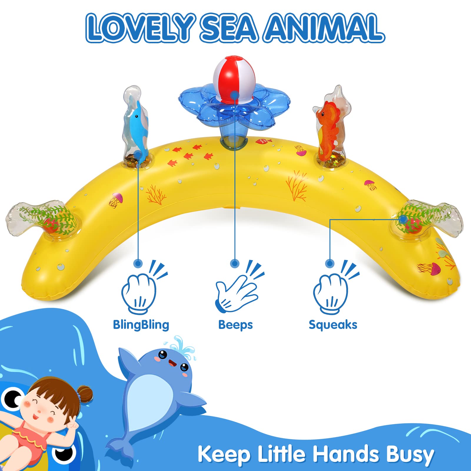 **UPF50+ Baby Pool Float with Canopy & Adjustable Safety Seat – Inflatable Infant Swimming Ring for 6-24 Months, Bath Floatie & Pool Toy with Play Console – Perfect for Backyard Pools, Beach Trips & Bathtime Fun**