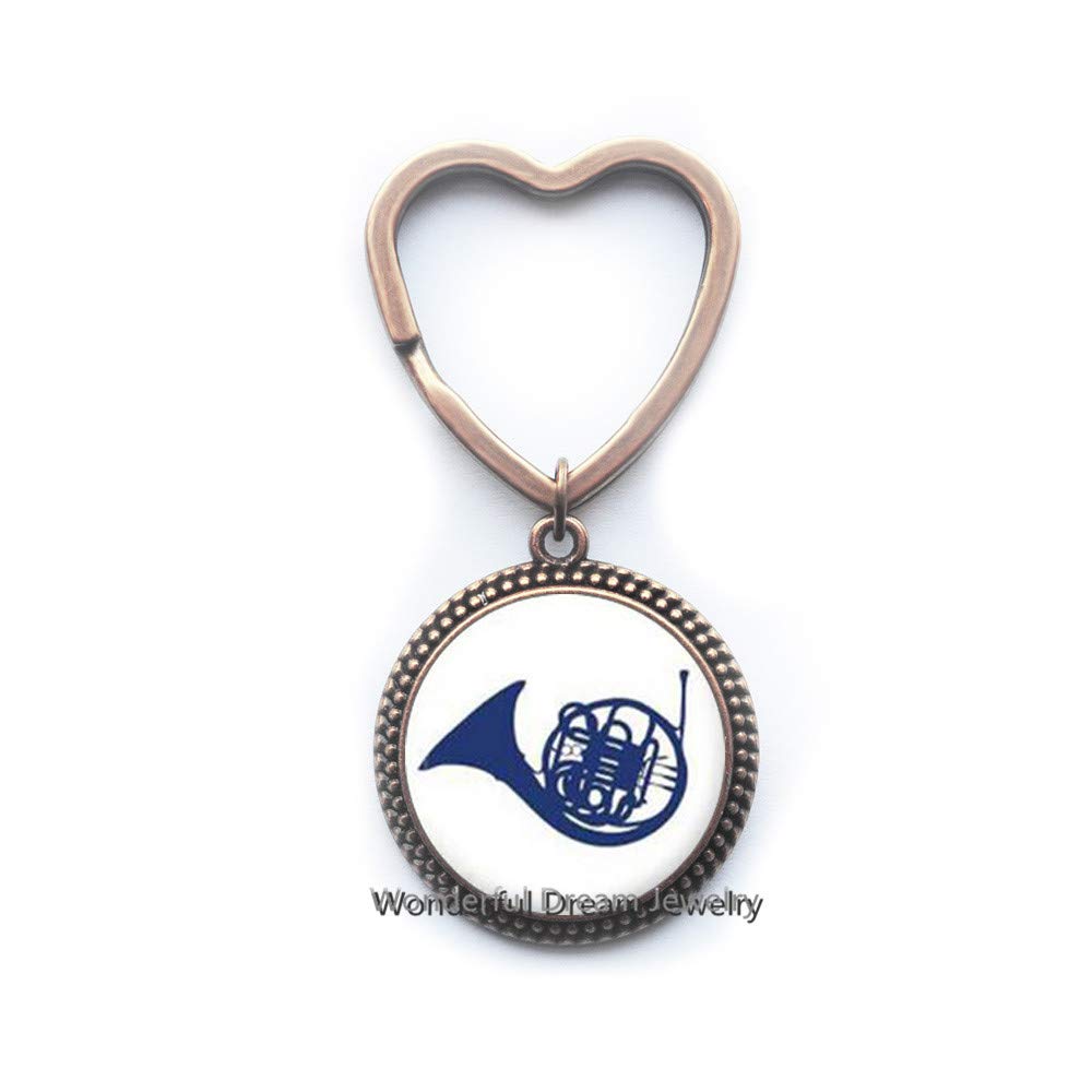 Blue French Horn Keychain - Musical Instrument Charm for Musicians | Perfect Gift for Band Members, Music Lovers & French Horn Players - Great for Keys, Bags & Backpacks