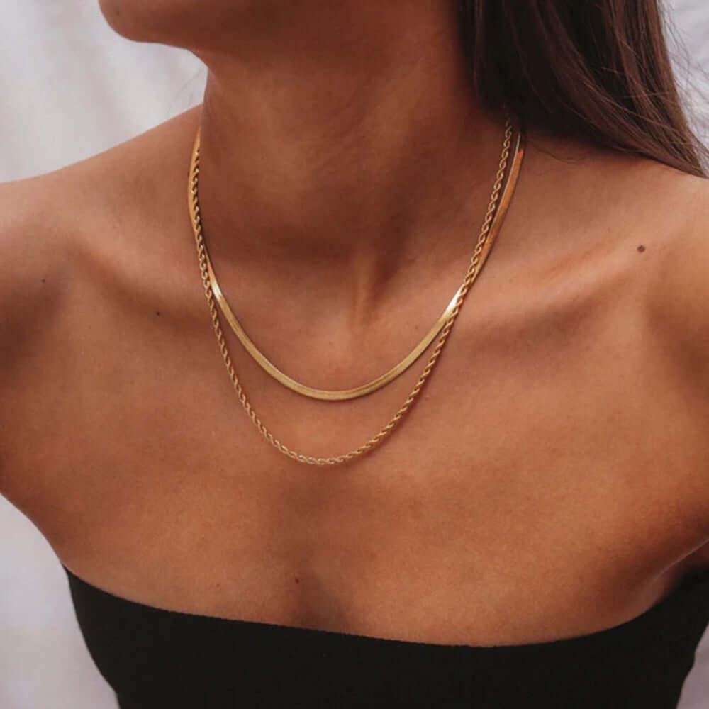 Layered Gold Snake Chain Necklace for Women - Elegant & Dainty Layering Jewelry - Perfect for Everyday Wear, Parties & Gifts | JDN083