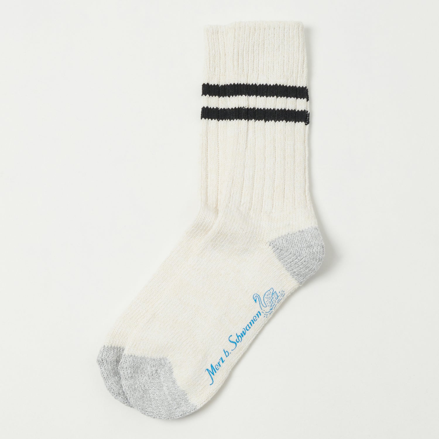 Merz b. Schwanen GS05 Striped Cotton Socks for Men - Nature/Black Color - Comfortable Casual & Dress Socks for Work, Travel and Everyday Wear