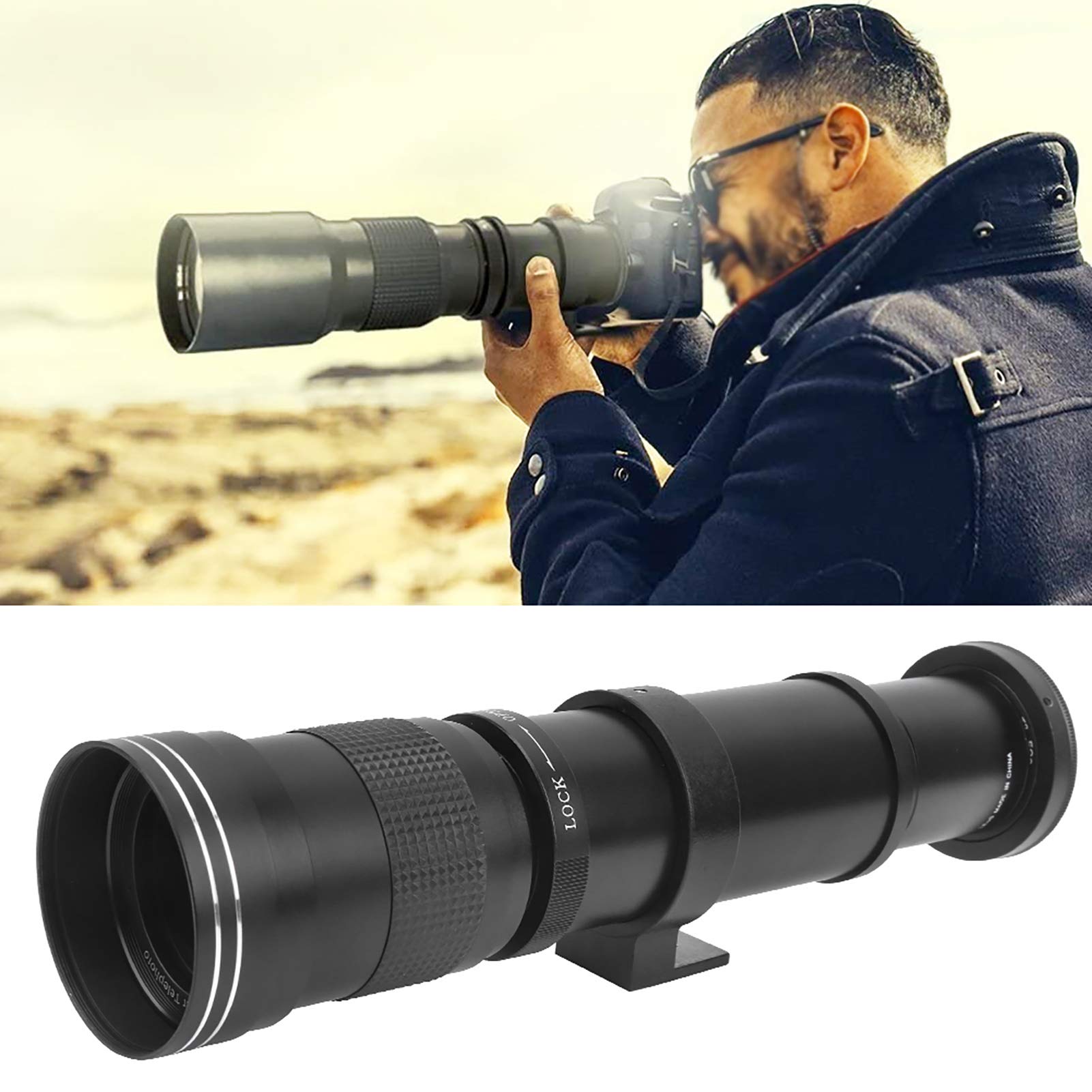 420-800mm F8.3-16 Manual Focus Zoom Telephoto Lens for Canon EF-S Mount DSLR Cameras - Black (36x11x11cm) - Perfect for Wildlife Photography, Sports Events and Long-Distance Shooting