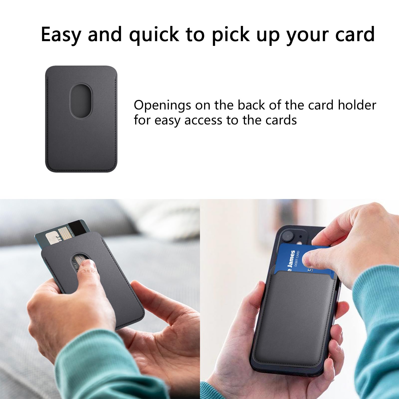 S. Dawezo Magnetic Magsafe Wallet for iPhone 15/14/13/12 Series - Strong Magnet Woven Twill Card Holder Phone Wallet (Black/Gray) - Perfect for Everyday Use, Travel & Contactless Payments