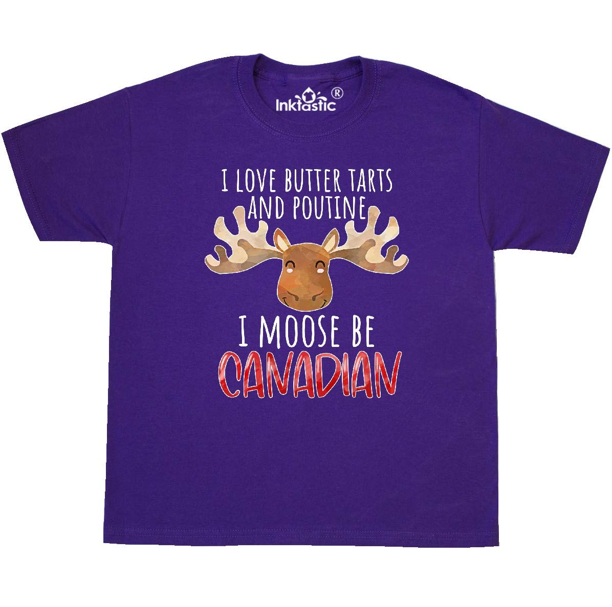 Inktastic I Love Butter Tarts & Poutine I Moose Be Canadian Pun Youth T-Shirt | Funny Canada Pride Graphic Tee for Kids | Great for Canada Day, School Events & Family Gatherings