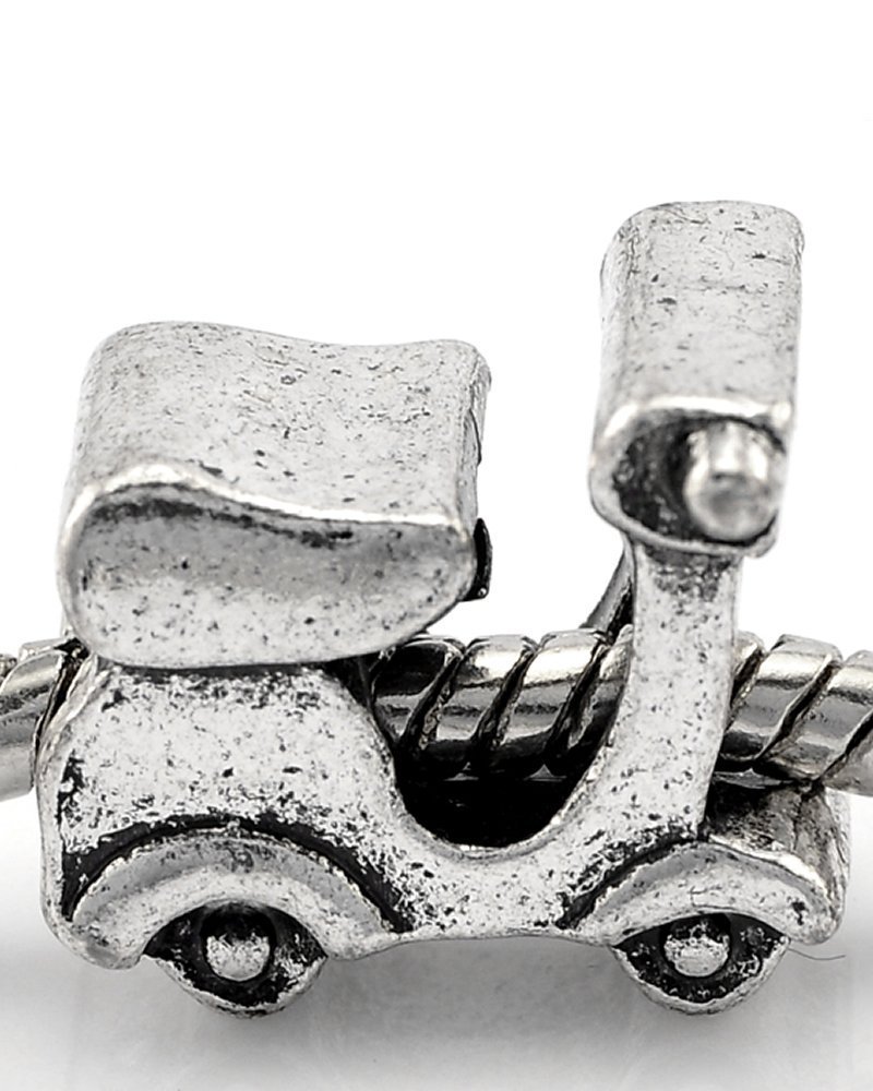 Sparkly Motorcycle Scooter Charm Bead for Snake Chain Bracelet - Perfect for Biker Jewelry, Motorcycle Enthusiast Gifts & Fashion Accessories