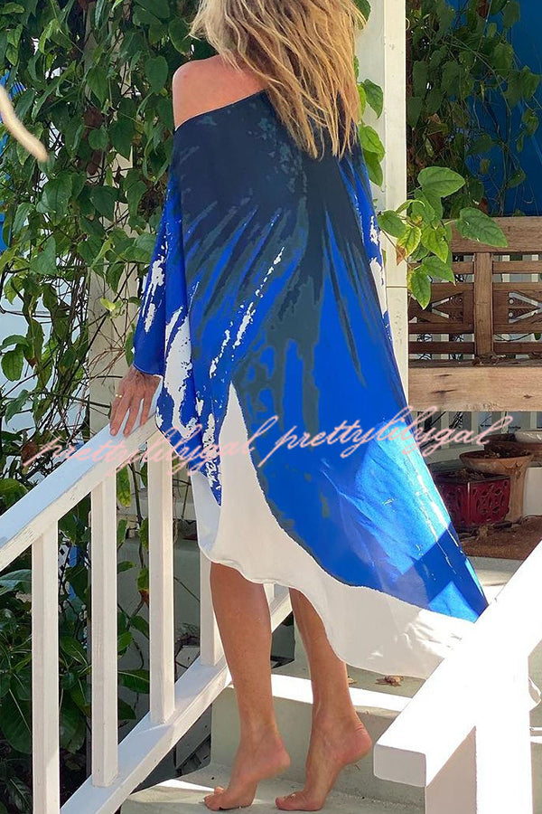 Elegant Floral Print One Shoulder Maxi Dress - Beach Cover Up, Summer Party & Vacation Outfit