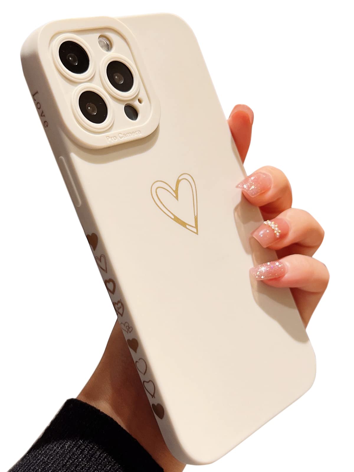 Qokey iPhone 12 Pro Max Case 6.7 Inch - Cute Heart Design Shockproof TPU Cover with Camera Protection | Anti-Fall, Anti-Fingerprint | Perfect for Women, Girls & Men (White) | Great for Daily Use, Travel & Gift Giving