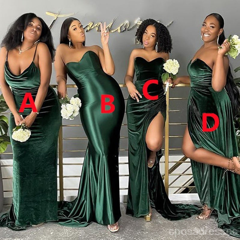 Elegant Mismatched Green Mermaid Bridesmaid Dresses - WG1218 | Affordable Long Formal Gowns for Weddings, Parties & Special Occasions