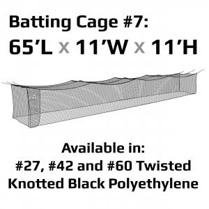 JUGS #7 Cage Twisted Knotted Polyethylene #27 Baseball Softball Practice Net 65
