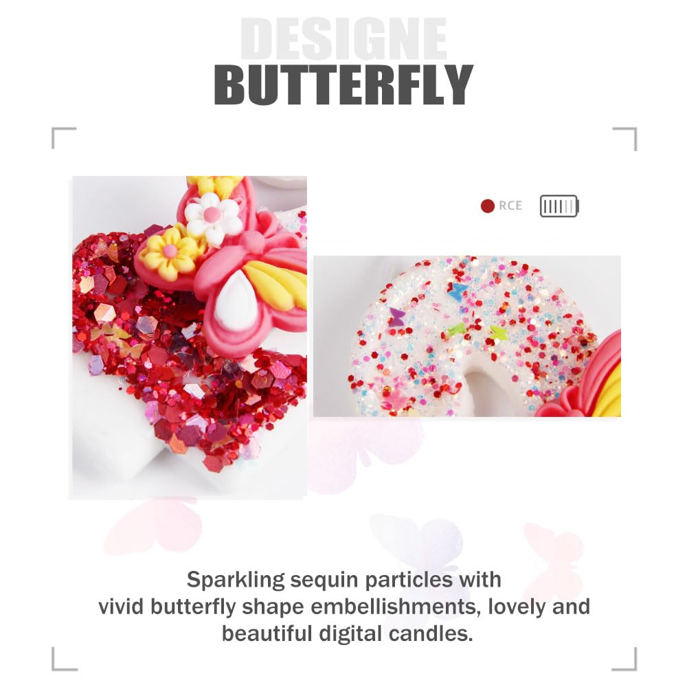 3rd Birthday Candles for Girls - Pink Butterfly Number 3 Cake Topper - Birthday Party, Wedding & Anniversary Celebration Decorations - Perfect for Girls' Birthday Cakes, Cupcakes, and Dessert Table Displays