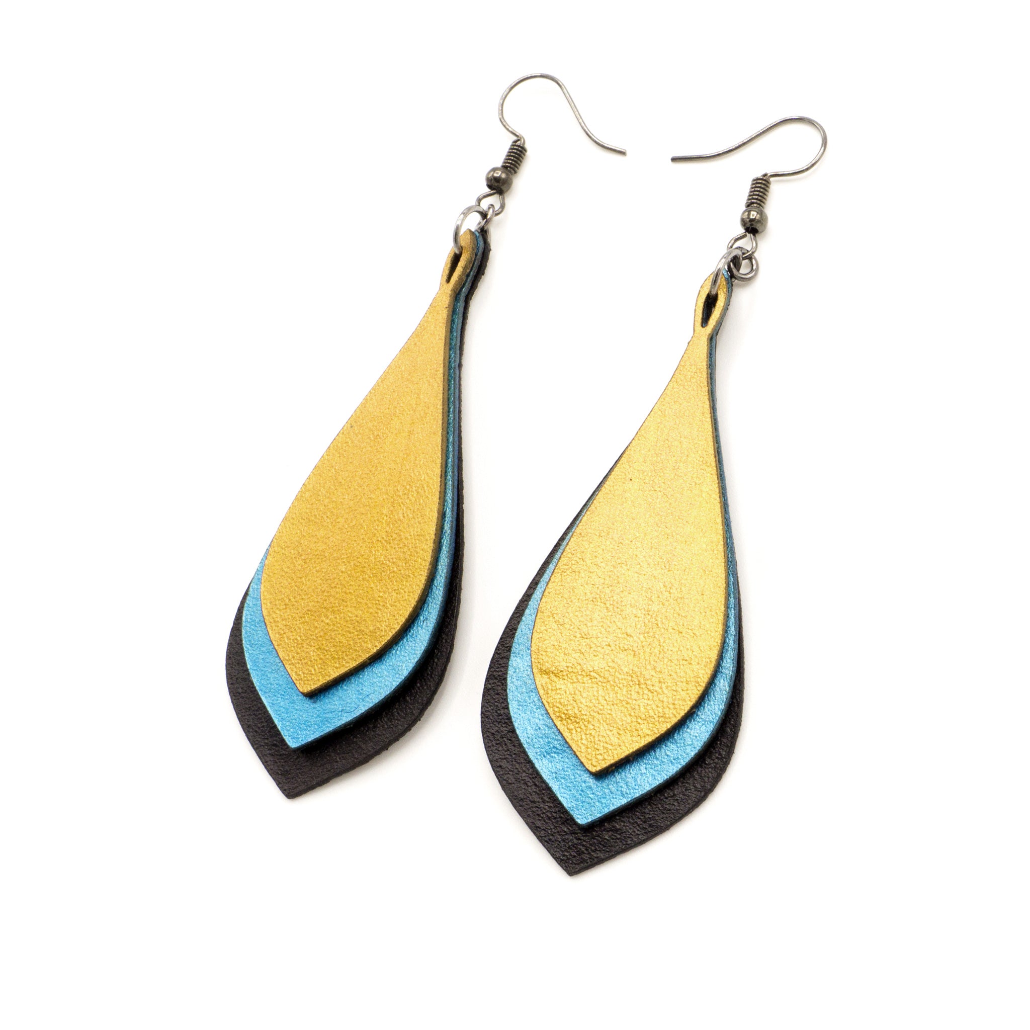 Kireina Elegant Leather Earrings for Women - Black, Turquoise Pearl & Gold Accents | Boho Chic Jewelry for Casual Wear, Parties & Special Occasions