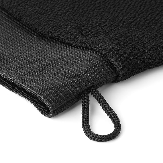 Umis Creation Exfoliating Glove for Body & Face - Dead Skin Remover Scrub Mitt for Shower or Bath - Black | Spa Quality Exfoliator for Soft Skin at Home