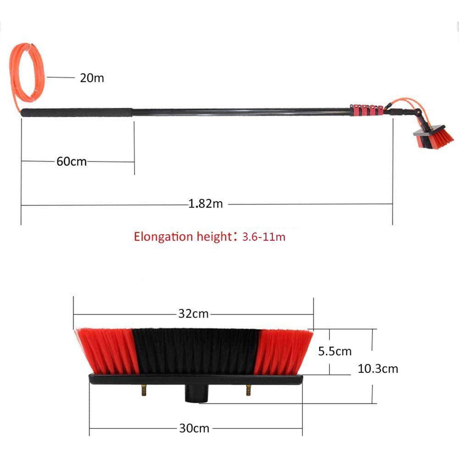 **11M Extendable Window Cleaning Pole with Telescopic Brush - Water Fed Roof Cleaner for Conservatory, Solar Panels, Buses & Car Wash (3.6-11M Adjustable) - Ideal for High Windows, Solar Panel Maintenance & Vehicle Cleaning**