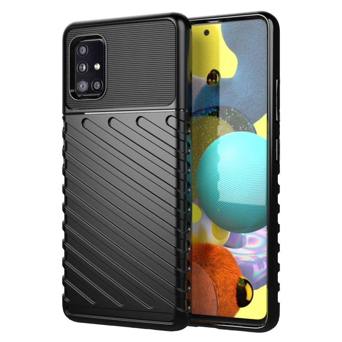 HAIJUN Shockproof TPU Protective Case for Samsung Galaxy A51 5G - Durable Soft Phone Cover with Thunderbolt Design (Black) | Perfect for Outdoor Activities, Travel & Daily Protection