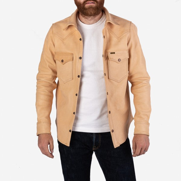 Iron Heart Horsehide Western Shirt - The Pale Rider in Natural Leather - Perfect for Cowboy Style, Western Fashion & Vintage Outfits
