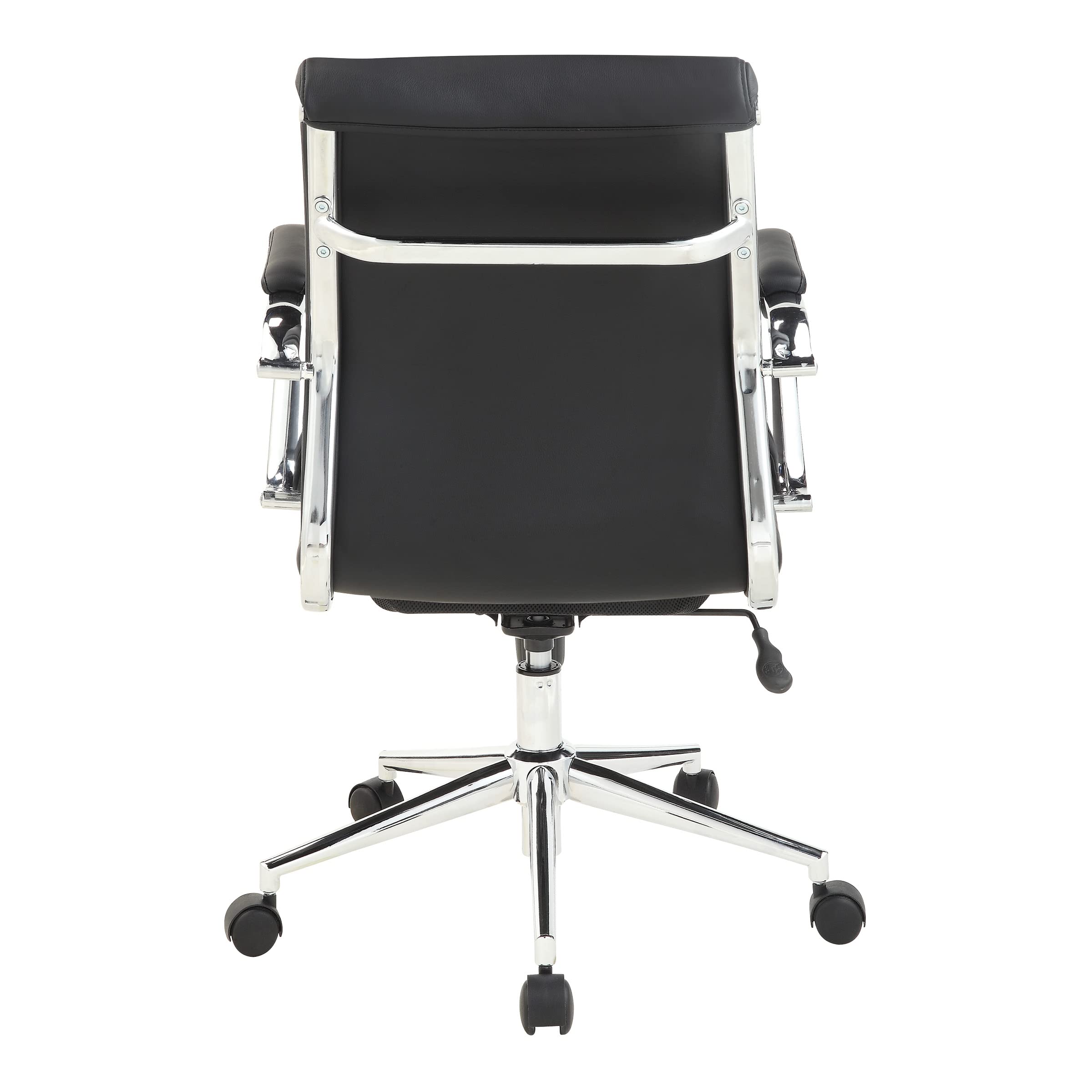 Office Star Antimicrobial Manager's Adjustable Office Chair with Chrome Base - Mid-Back Ergonomic Desk Chair with Dillon Black Fabric - Perfect for Home Office, Executive Workspace & Business Meetings