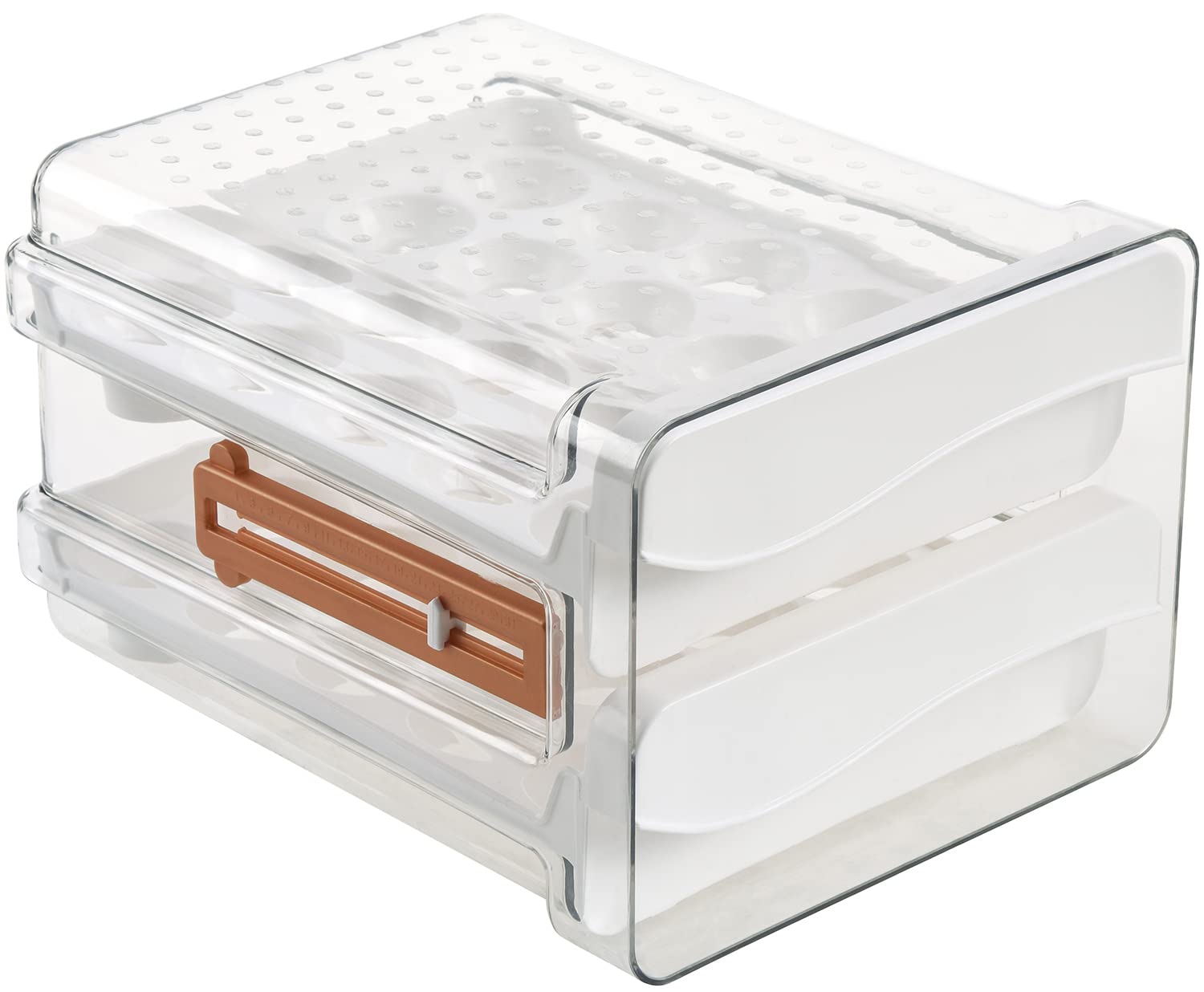 Sooyee 40-Capacity Refrigerator Egg Storage Container - 2 Transparent Drawers White Fridge Organizer | Perfect for Kitchen, Pantry & Farm Fresh Egg Storage