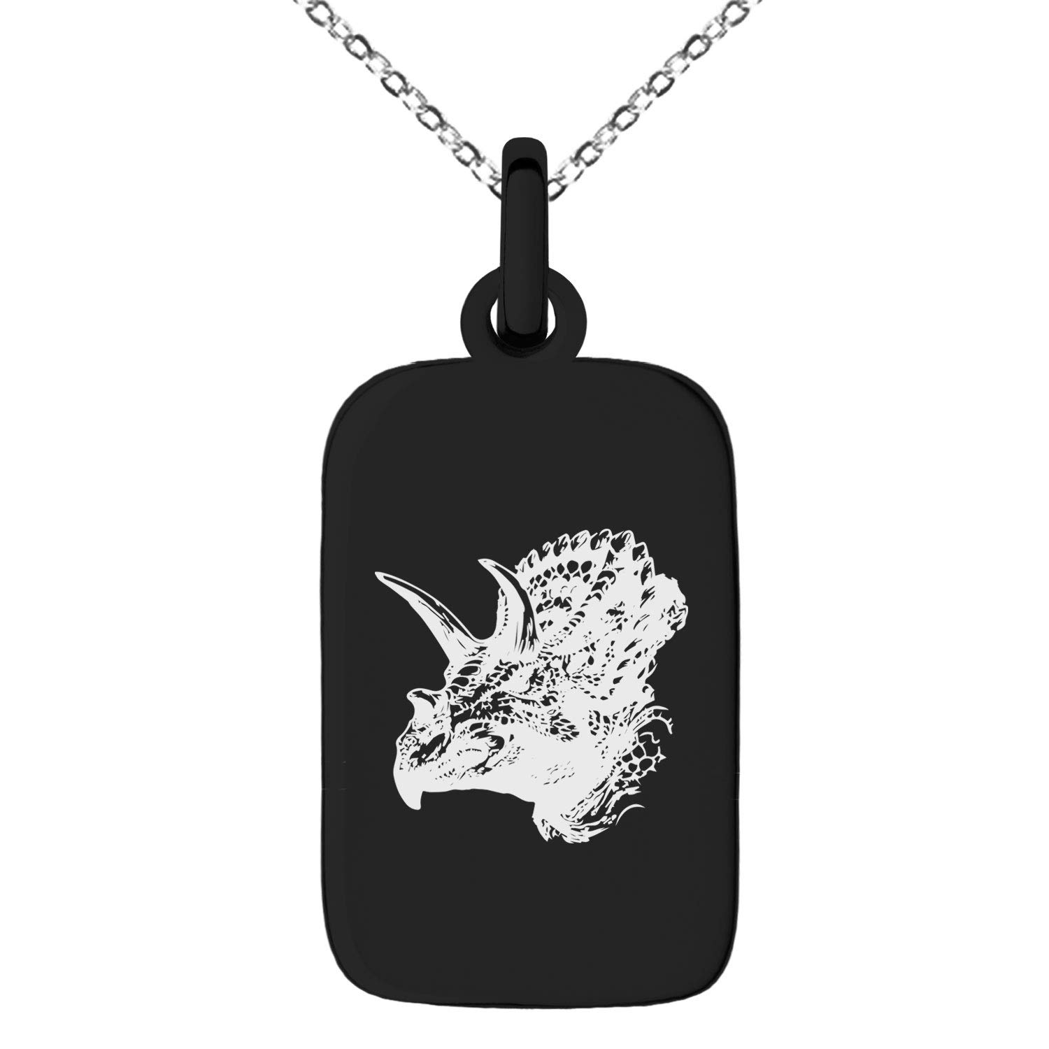 Stainless Steel Triceratops Dog Tag Necklace for Pet Lovers